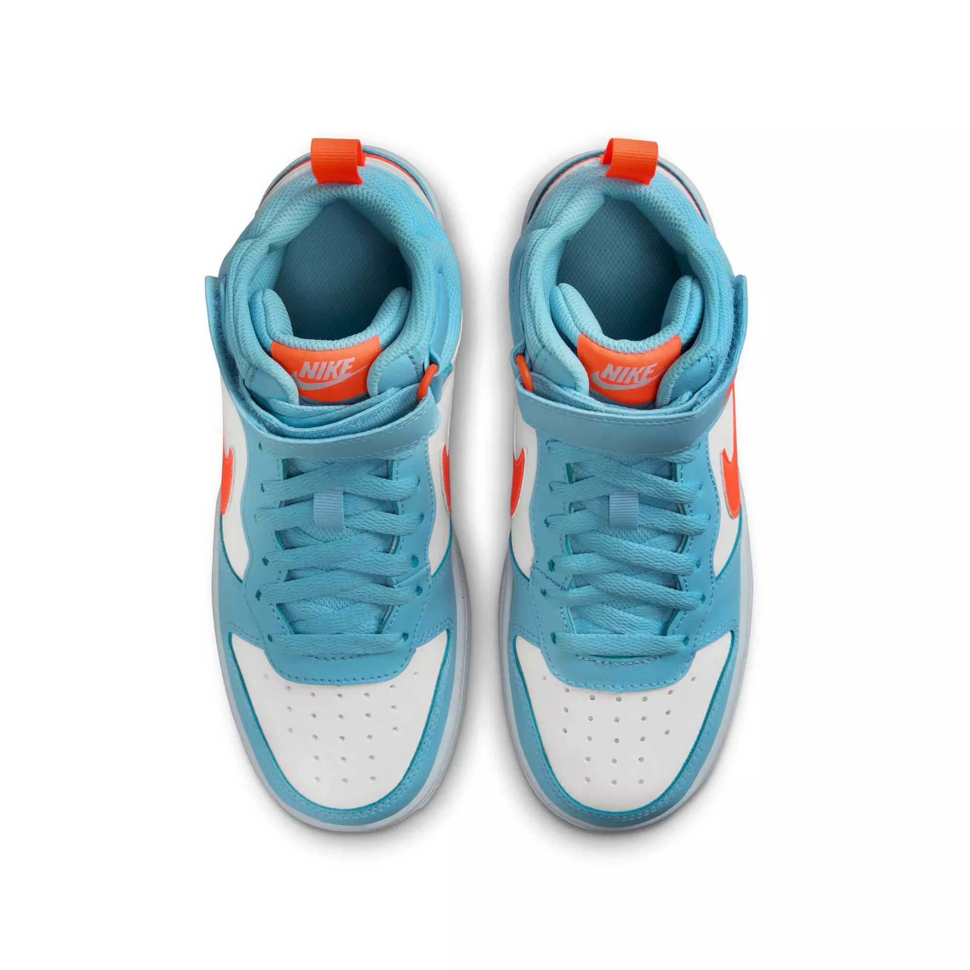 Nike Court Borough Mid 2 "Light Blue/Orange/White" Grade School Boys' Shoe - LT BLUE/ORANGE/WHITE