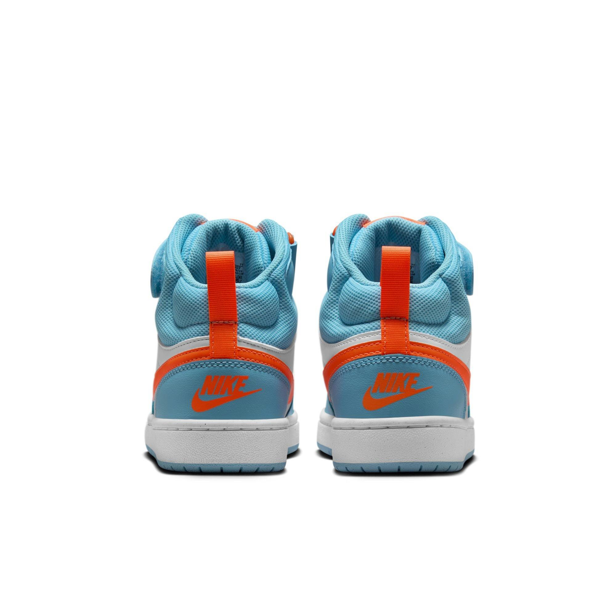 Nike Court Borough Mid 2 Grade School Boys' "Light Blue/Orange/White" Shoe