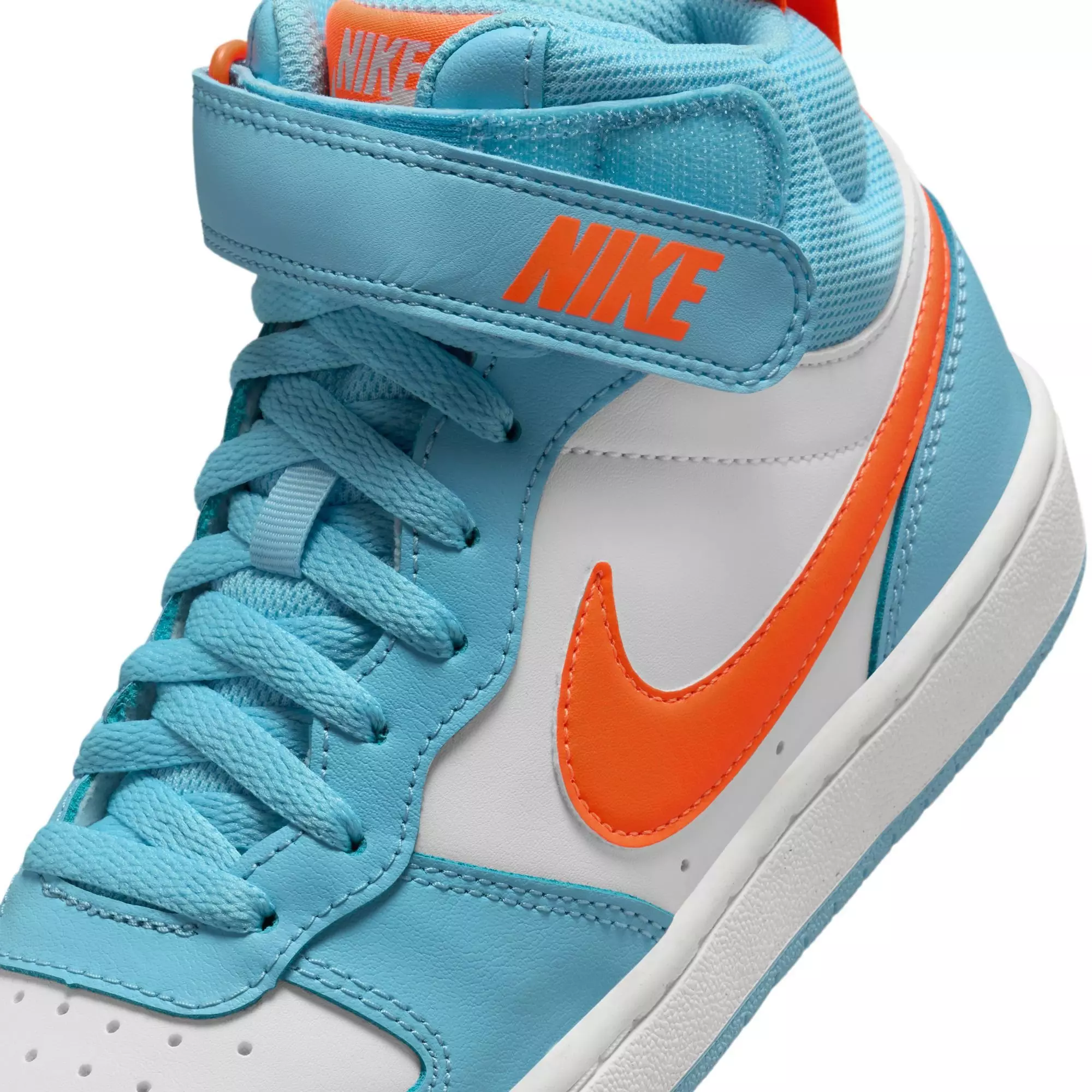 Nike Court Borough Mid 2 "Light Blue/Orange/White" Grade School Boys' Shoe - LT BLUE/ORANGE/WHITE