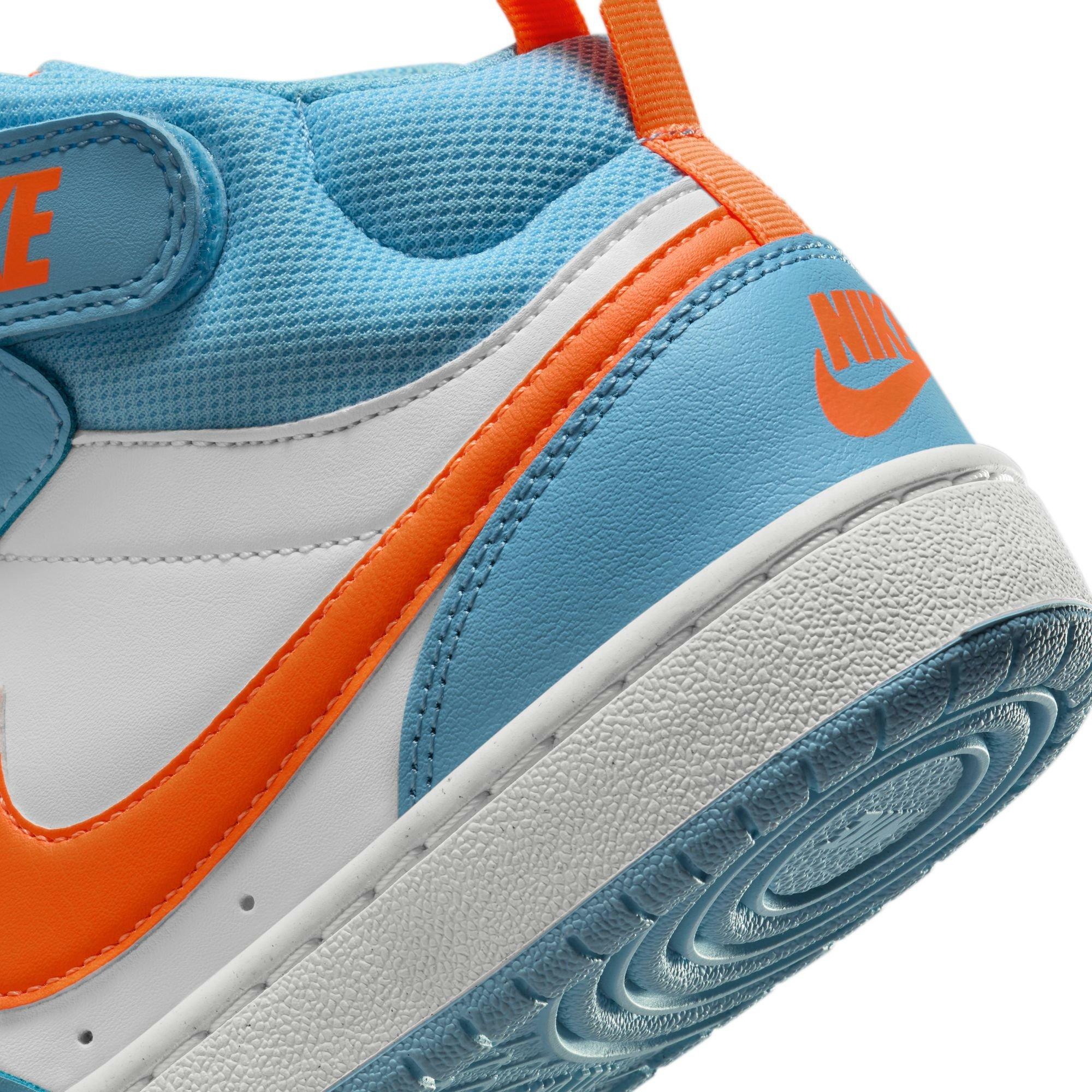 Nike Court Borough Mid 2 Grade School Boys' "Light Blue/Orange/White" Shoe
