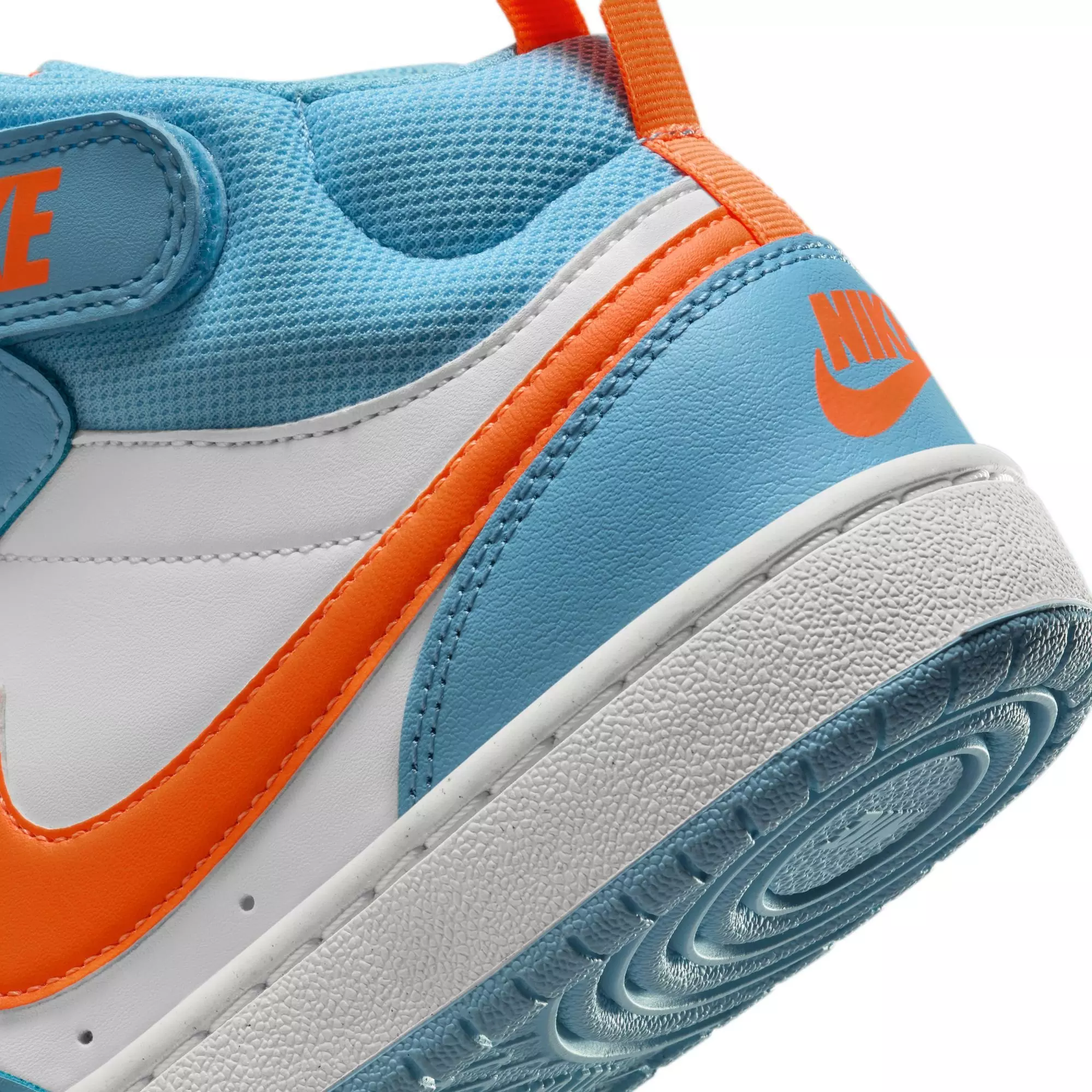 Nike Court Borough Mid 2 "Light Blue/Orange/White" Grade School Boys' Shoe - LT BLUE/ORANGE/WHITE