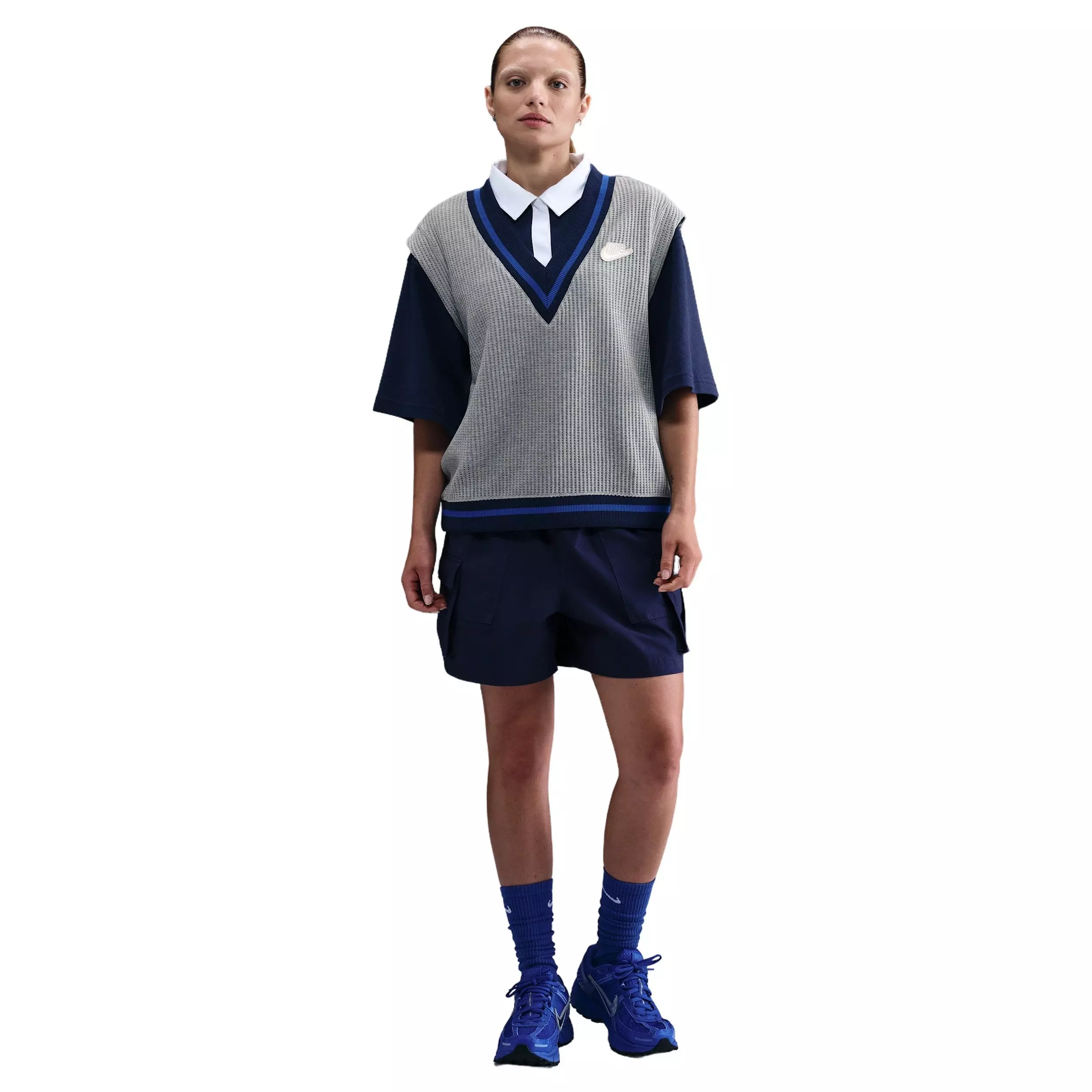 Nike Women's Sportswear Waffle-Knit Prep Vest -Grey - GREY