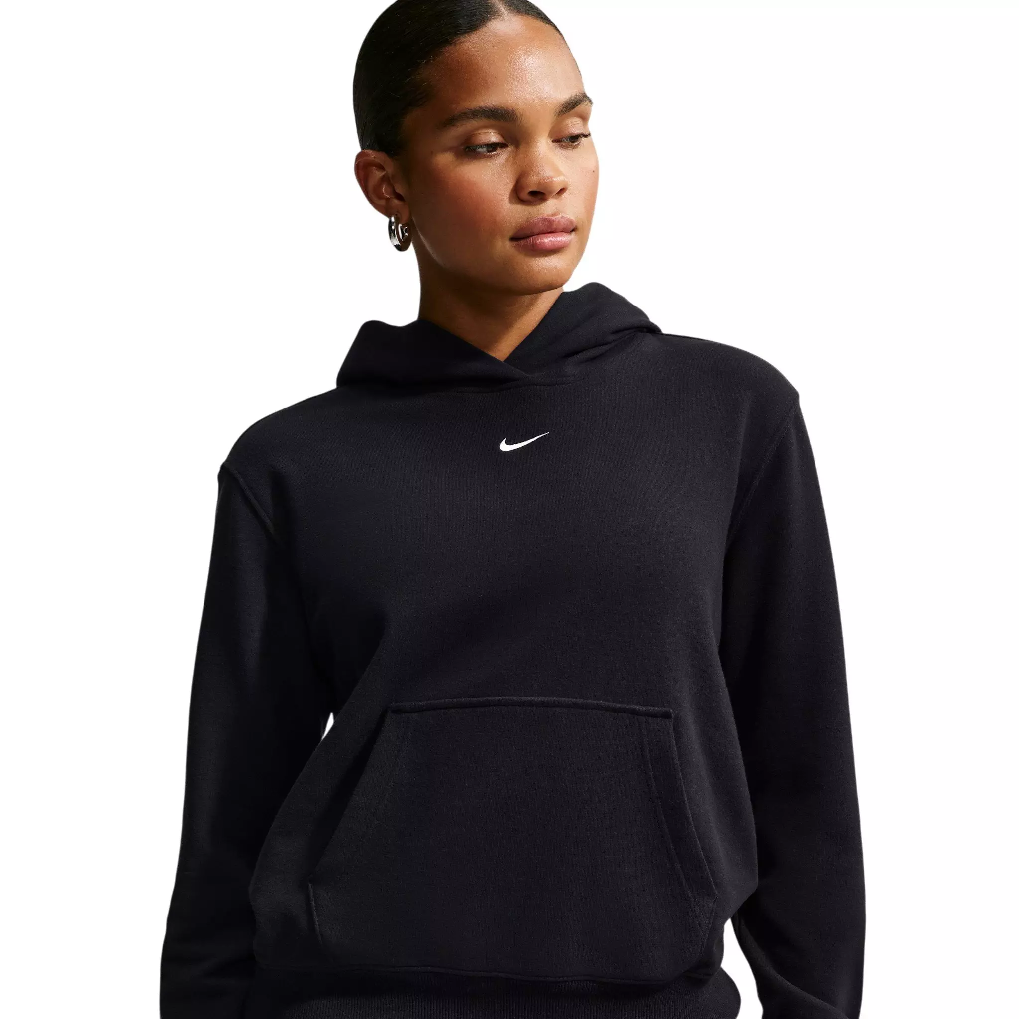 Nike Women's Studio Fleece Lightweight Pullover Hoodie - Black/Off-White - BLACK/OFF-WHITE
