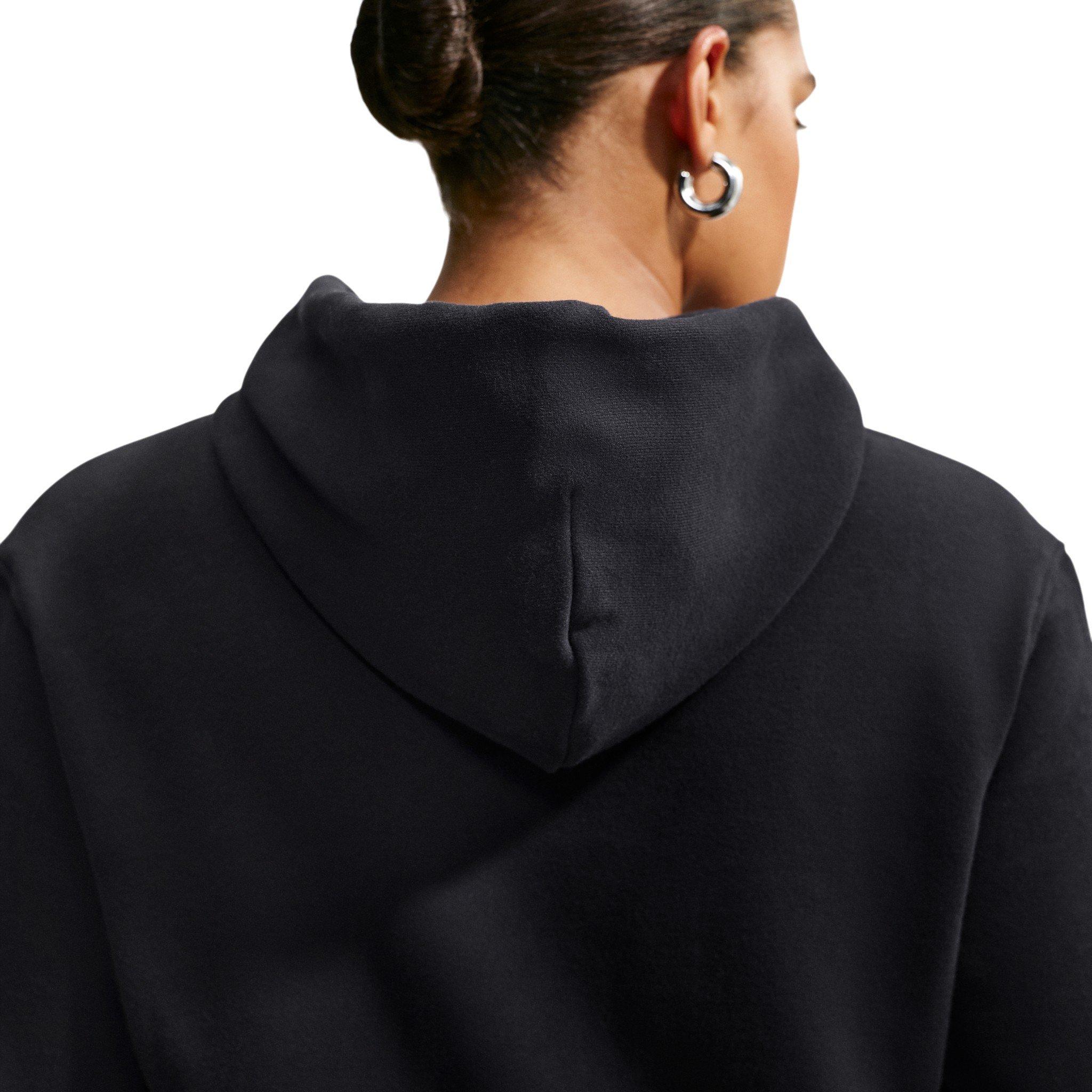 Nike Women's Studio Fleece Lightweight Pullover Hoodie - Black/Off-White - BLACK/OFF-WHITE