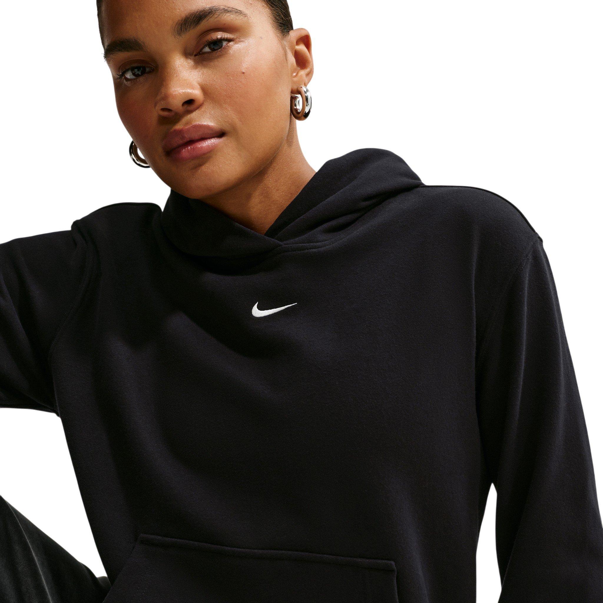 Nike Women's Studio Fleece Lightweight Pullover Hoodie - Black/Off-White - BLACK/OFF-WHITE