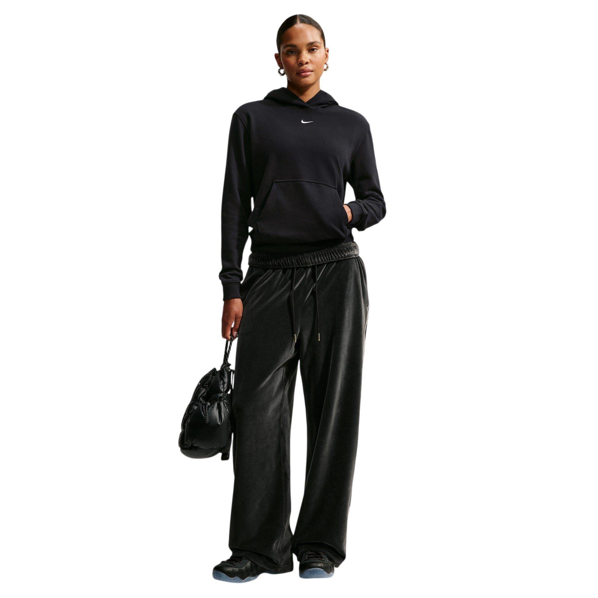 Nike Women's Studio Fleece Lightweight Pullover Hoodie - Black/Off-White - BLACK/OFF-WHITE