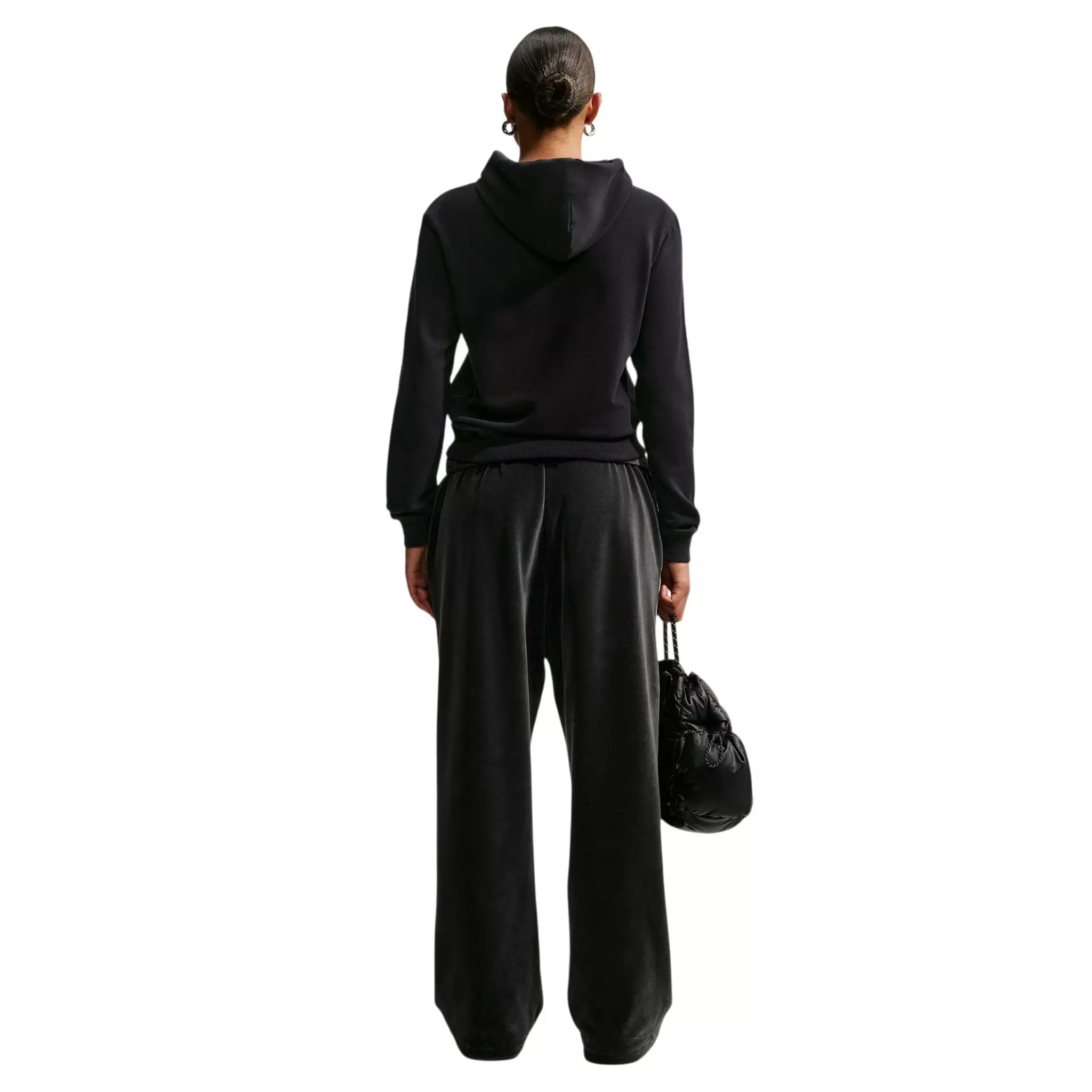 Nike Women's Studio Fleece Lightweight Pullover Hoodie - Black/Off-White - BLACK/OFF-WHITE
