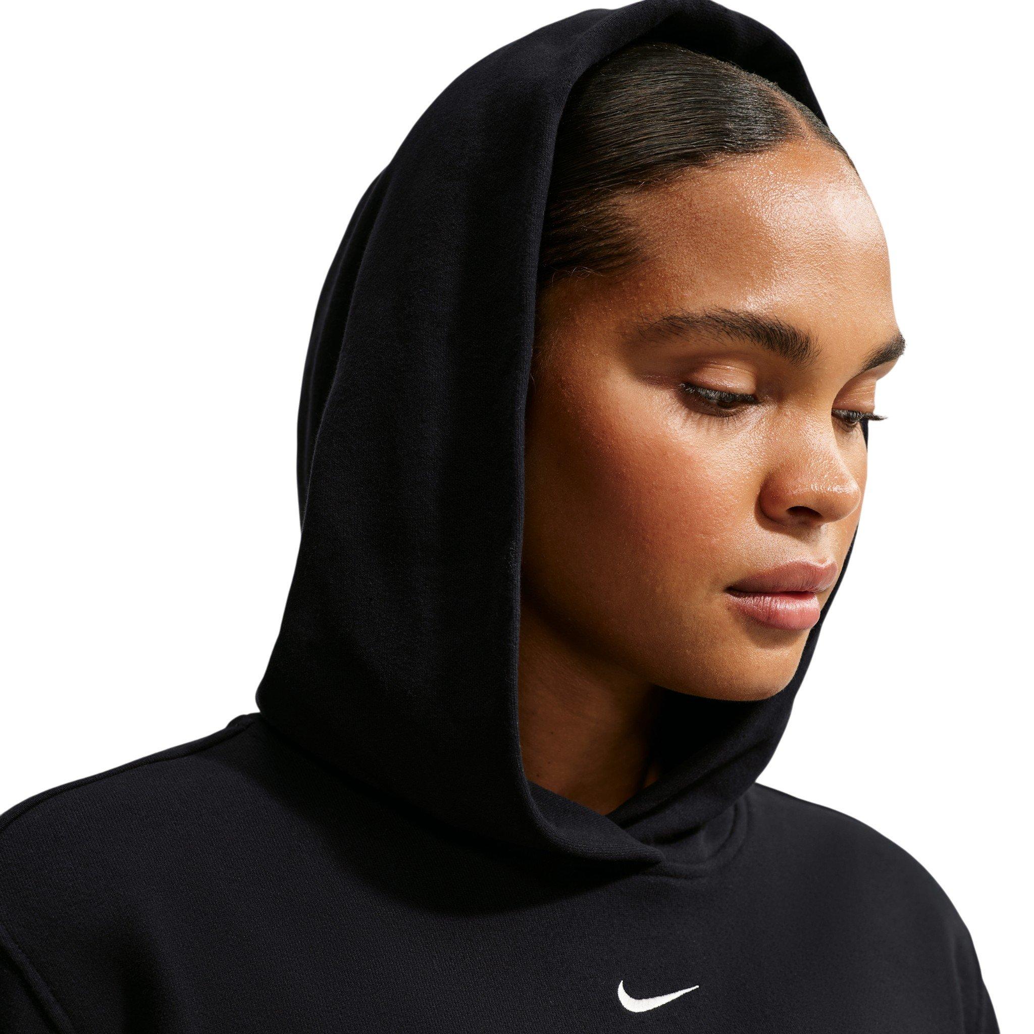 Nike Women's Studio Fleece Lightweight Pullover Hoodie - Black/Off-White - BLACK/OFF-WHITE