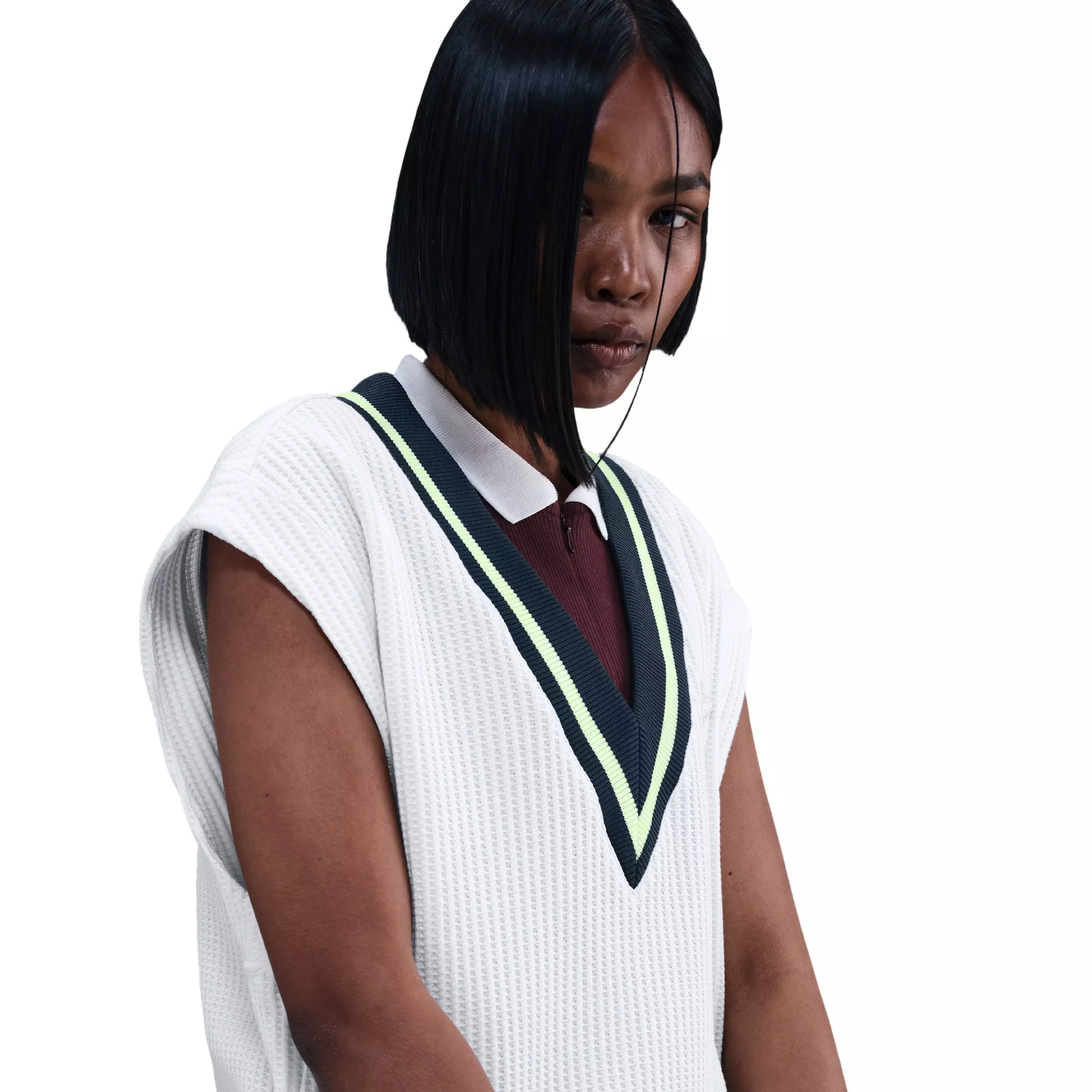 Nike Women's Sportswear Waffle-Knit Prep Vest -White - WHITE