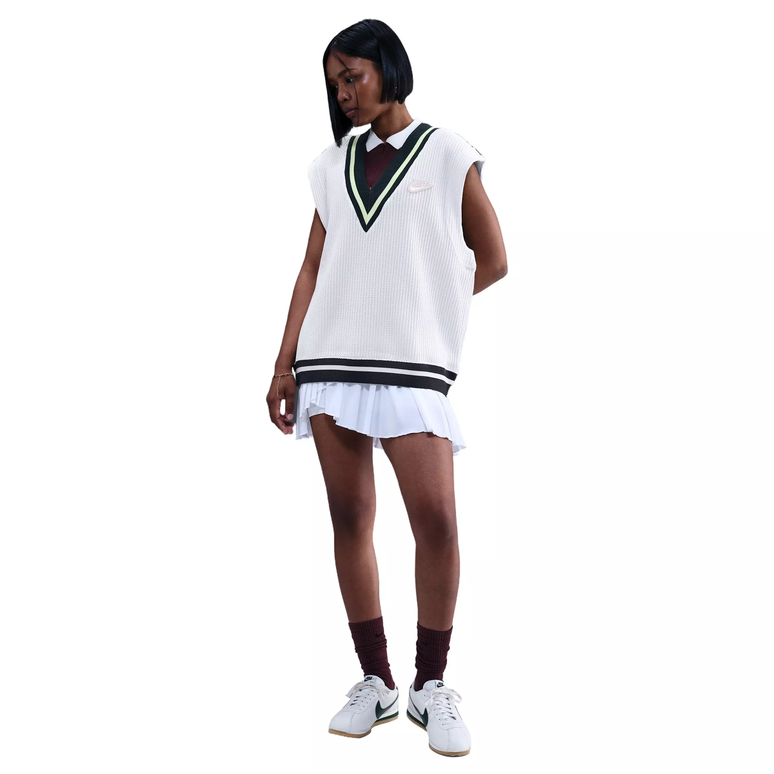 Nike Women's Sportswear Waffle-Knit Prep Vest -White - WHITE