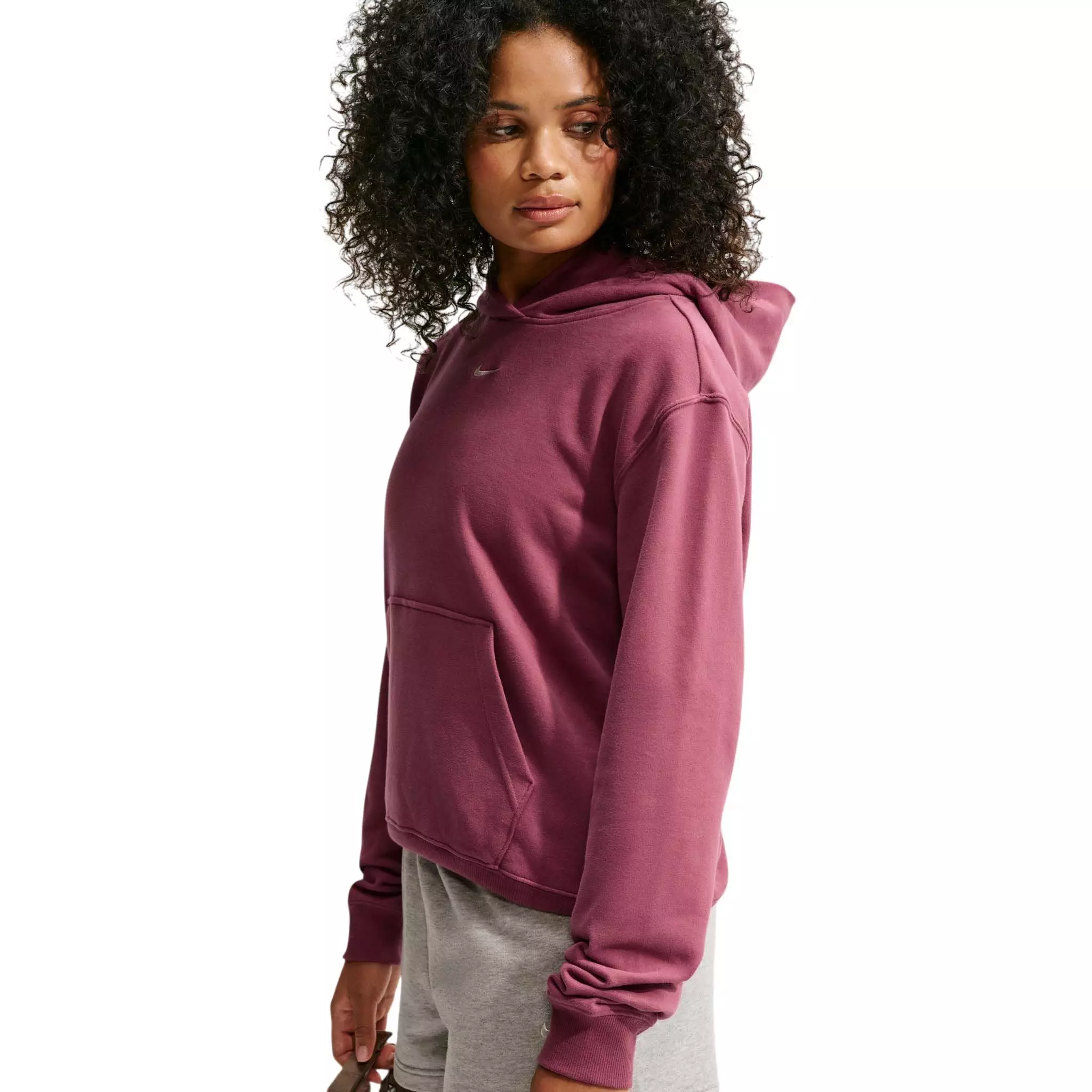 Nike Women's Studio Fleece Lightweight Pullover Hoodie - Pink - PINK