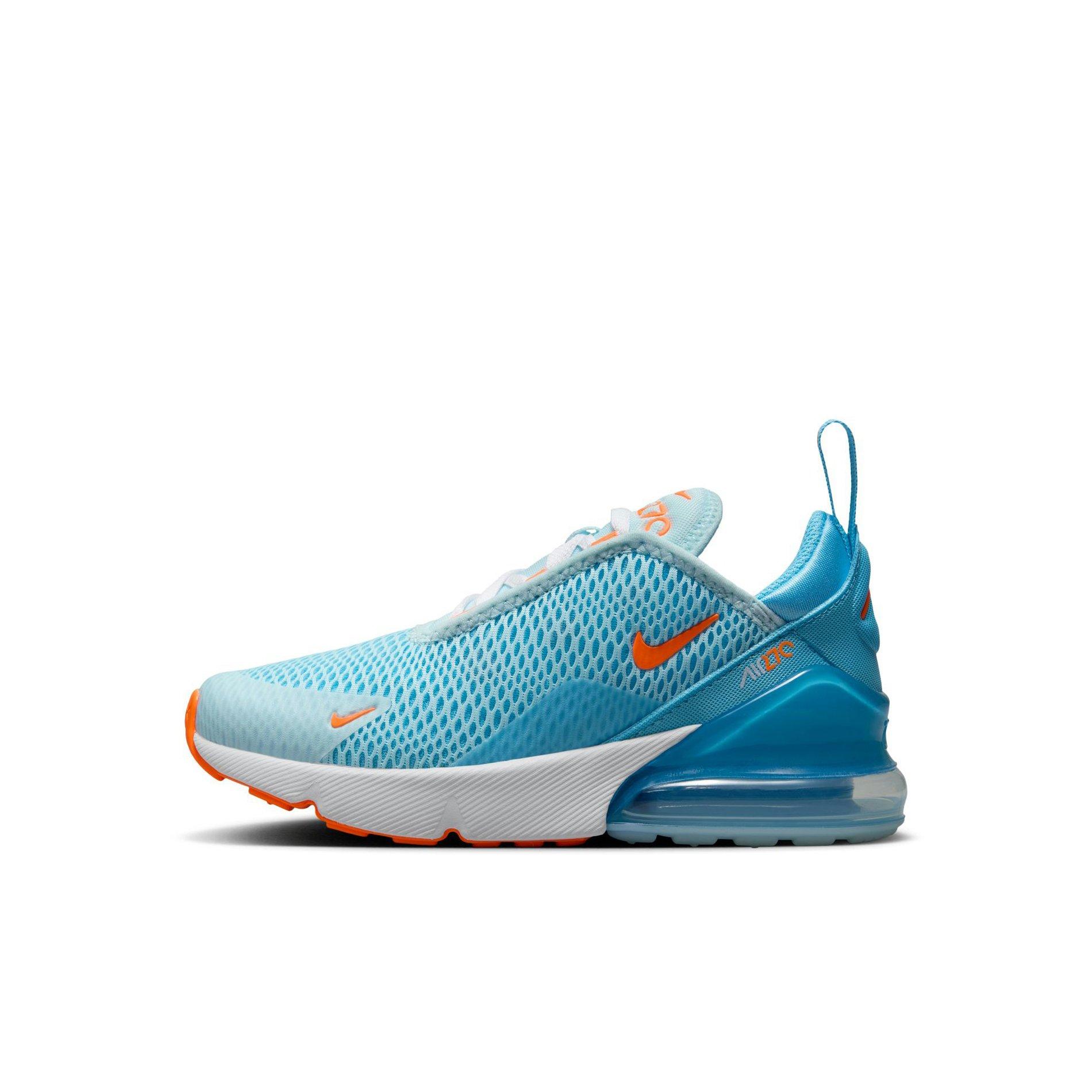 Nike Air Max 270 Light Blue Orange White Preschool Boys Shoe Hibbett