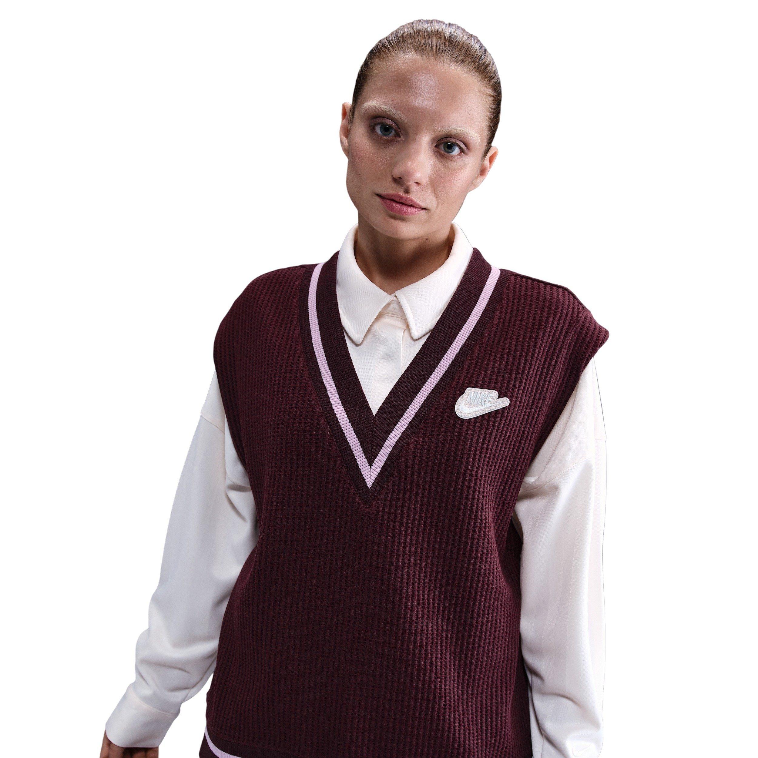 Nike Women's Sportswear Waffle-Knit Vest -Burgundy - BURGUNDY Thumbnail View 1