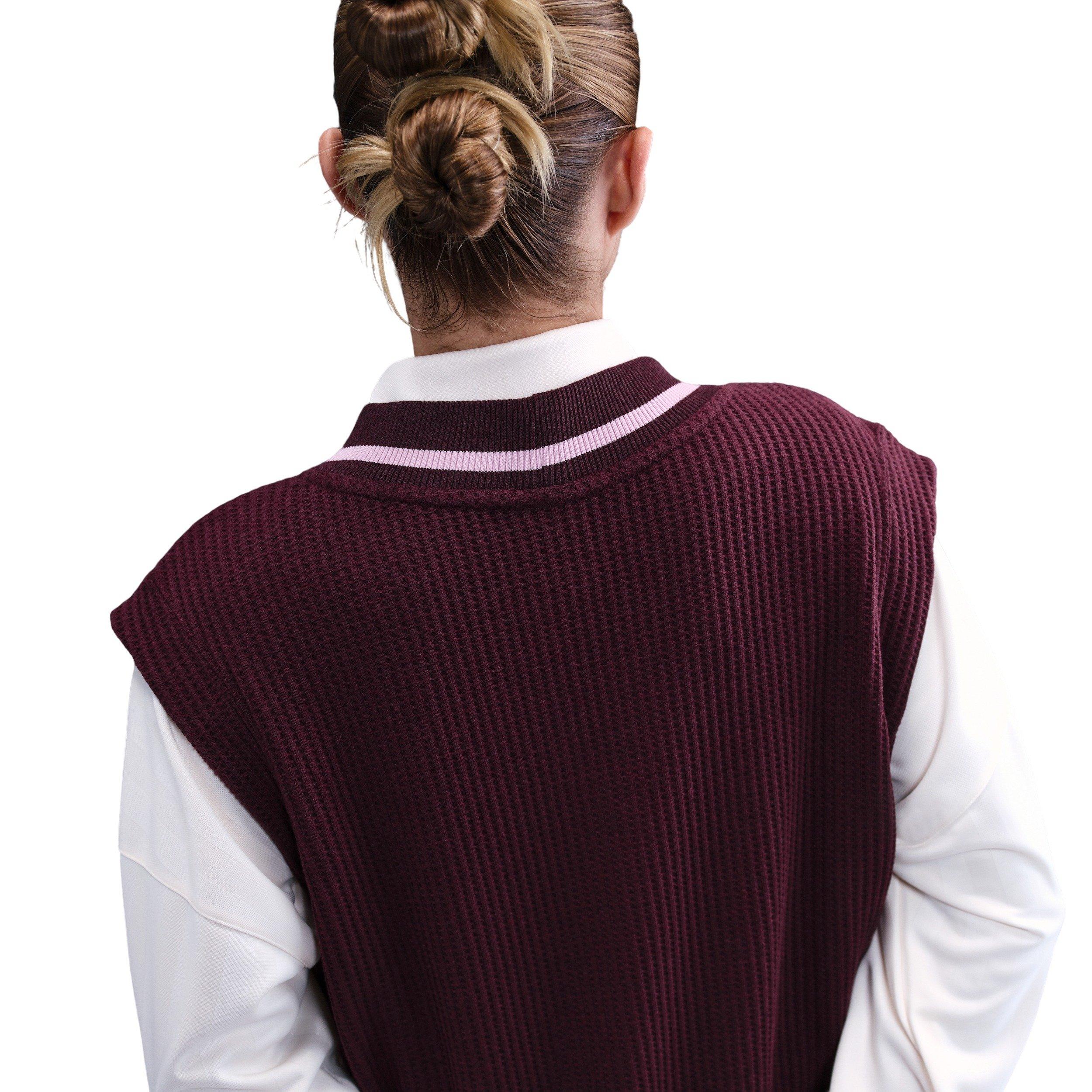 Nike Women's Sportswear Waffle-Knit Vest -Burgundy - BURGUNDY Thumbnail View 2