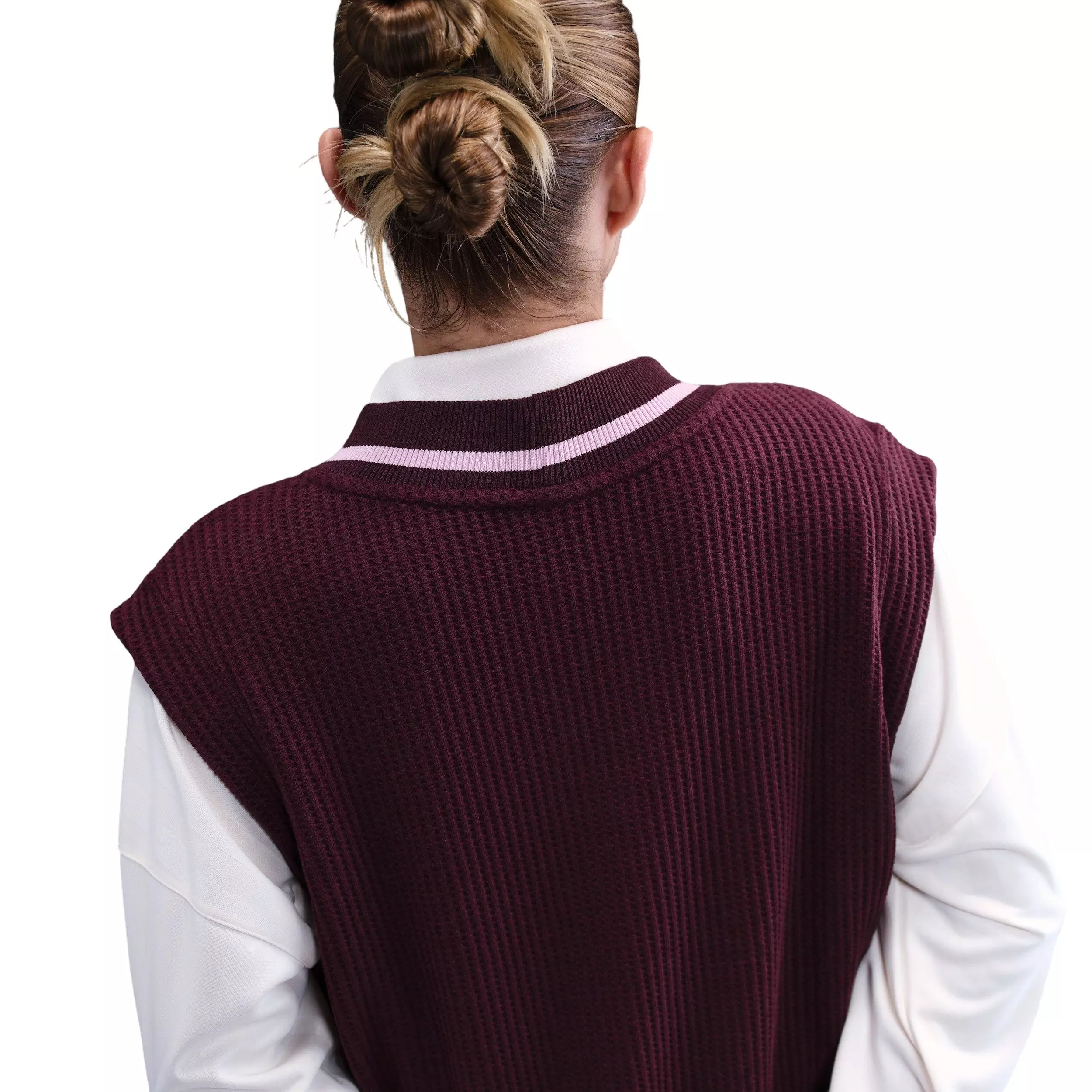 Nike Women's Sportswear Waffle-Knit Vest -Burgundy - BURGUNDY