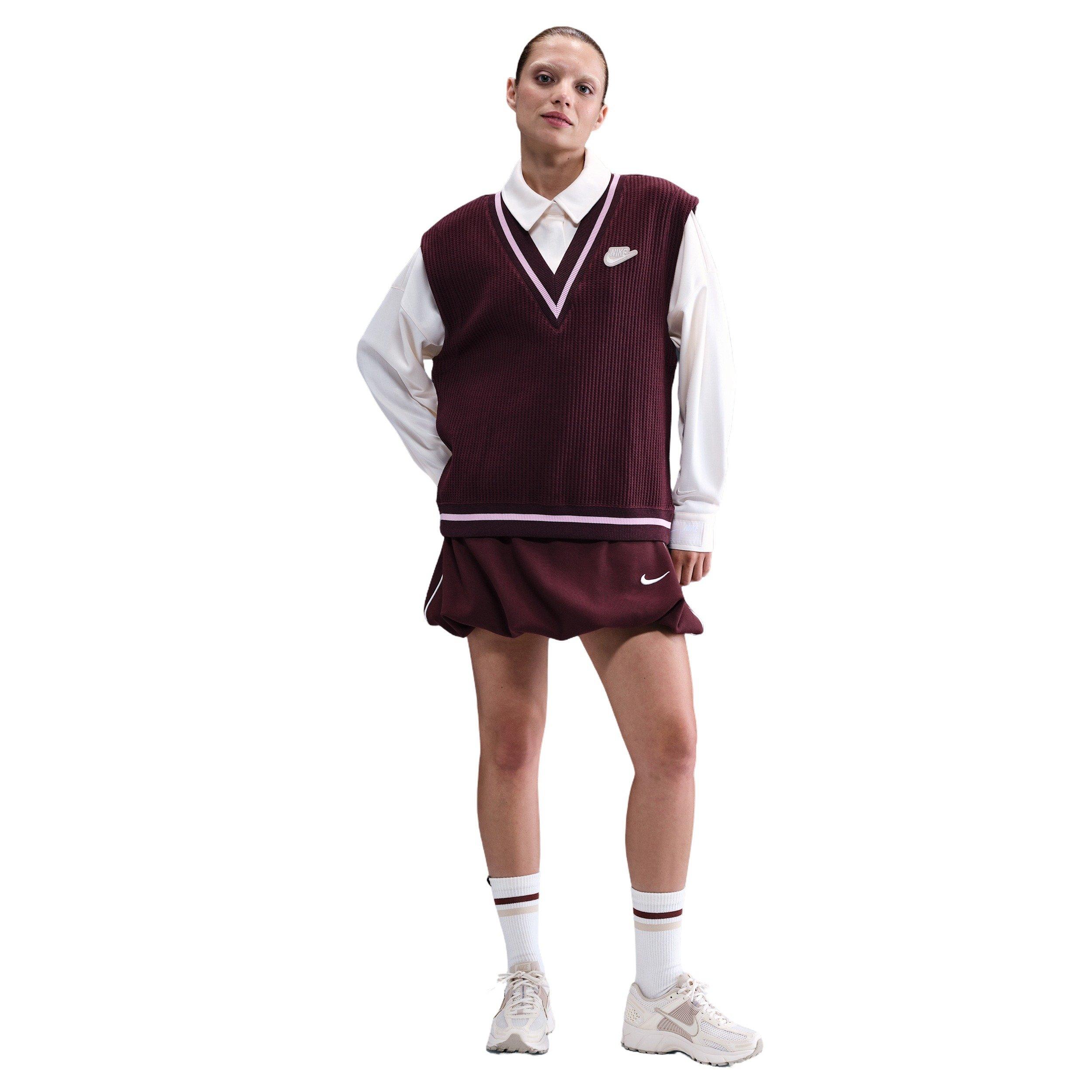 Nike Women's Sportswear Waffle-Knit Vest -Burgundy - BURGUNDY Thumbnail View 4