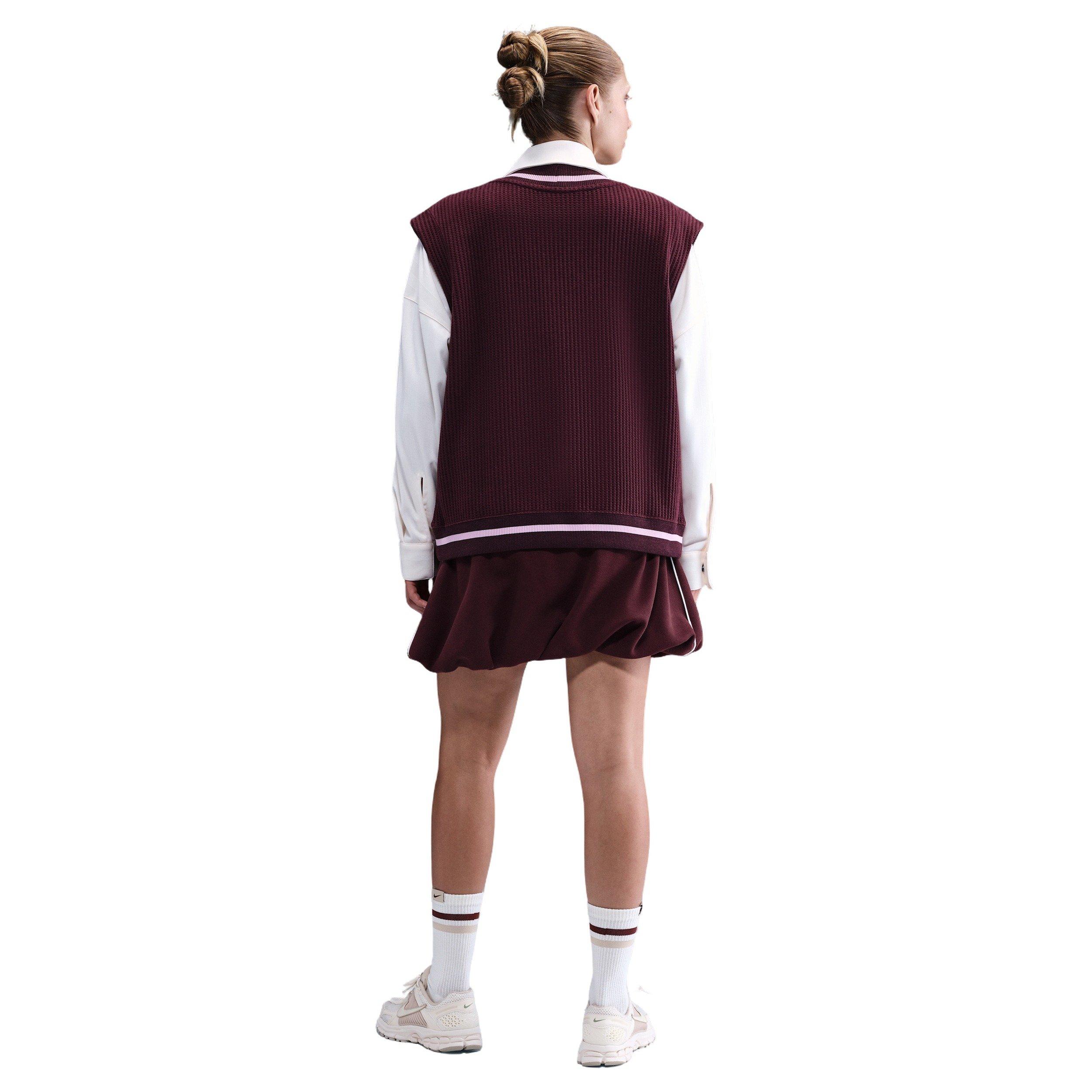Nike Women's Sportswear Waffle-Knit Vest -Burgundy - BURGUNDY Thumbnail View 5