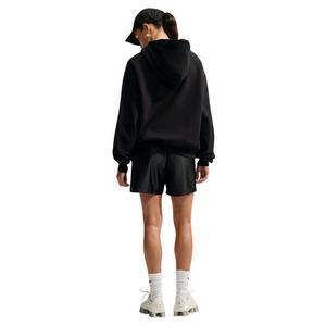 Nike Women's Studio Fleece Medium Weight Oversized Pullover Logo Hoodie - Black/White - BLACK/WHITE