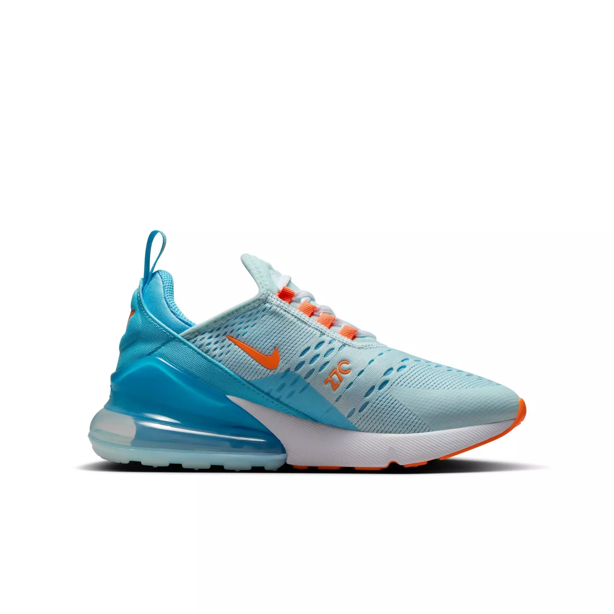 Nike Air Max 270 "Light Blue/Orange/White" Grade School Boys' Shoe - LT BLUE/ORANGE/WHITE