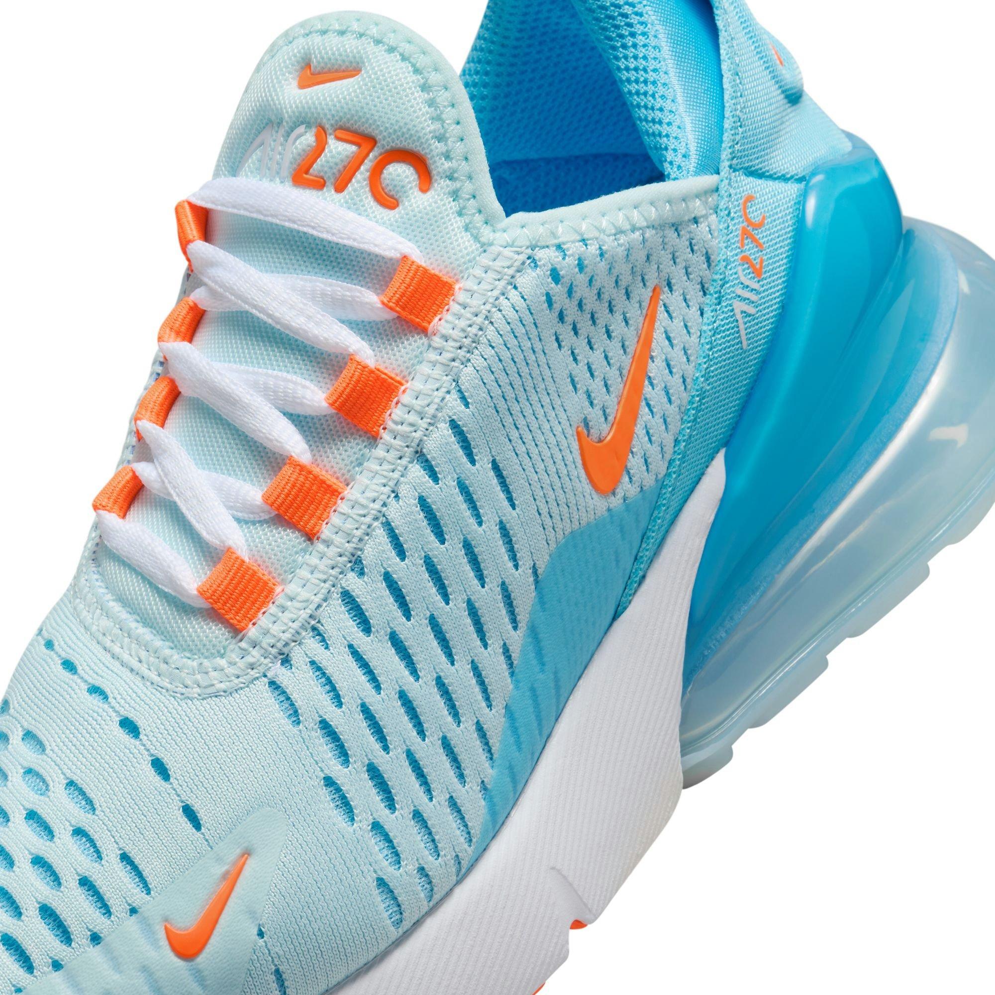 Nike Air Max 270 Light Blue Orange White Grade School Boys Shoe Hibbett