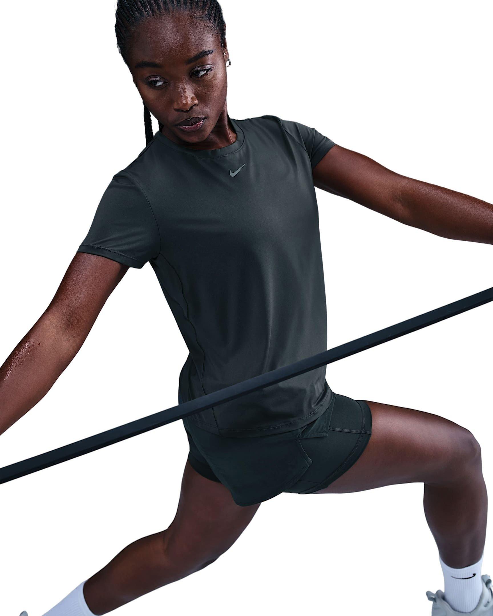 Nike One Women's Classic Dri-FIT Short-Sleeve Top -Seaweed Green - SEAWEED GREEN Thumbnail View 3