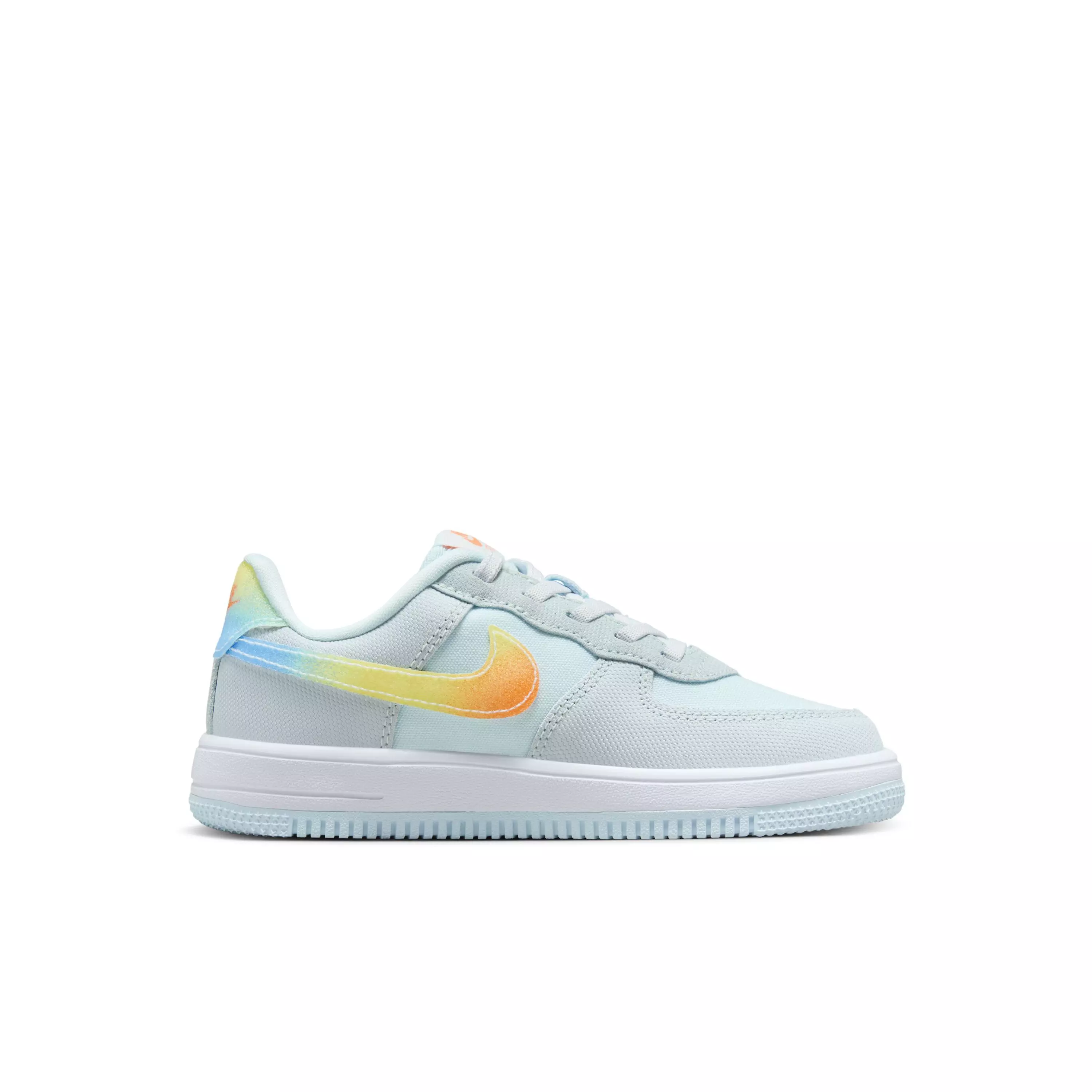 Nike Force 1 Low EasyOn "Glacier Blue/Light Lemon Twist/Aquarius Blue/Total Orange" Preschool Boys' Shoe - BLUE