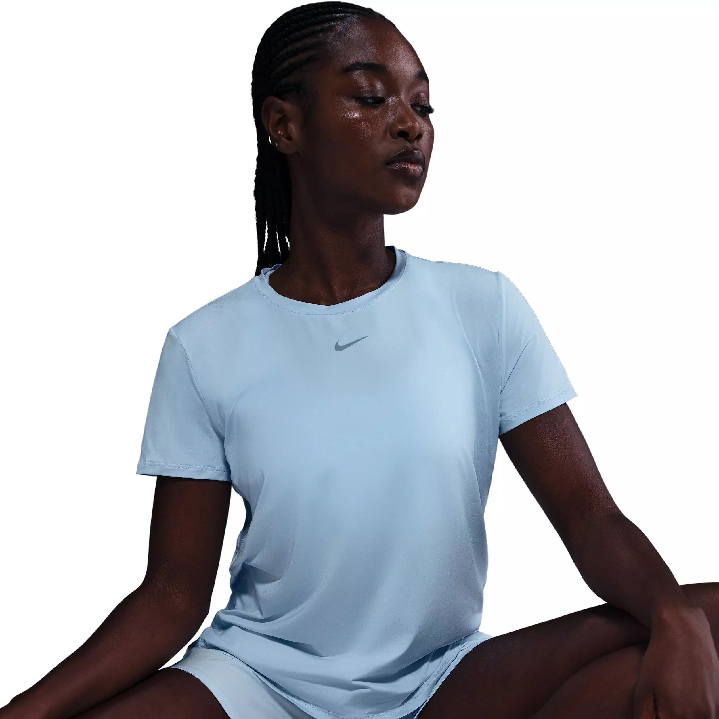 Nike One Women's Classic Dri-FIT Short-Sleeve Top -Lt Blue - LT BLUE