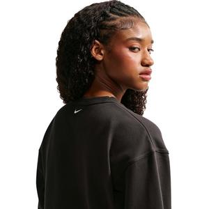 Nike Women's Pro Dri-FIT Crewneck French Terry Top - Black/White - BLACK/WHITE