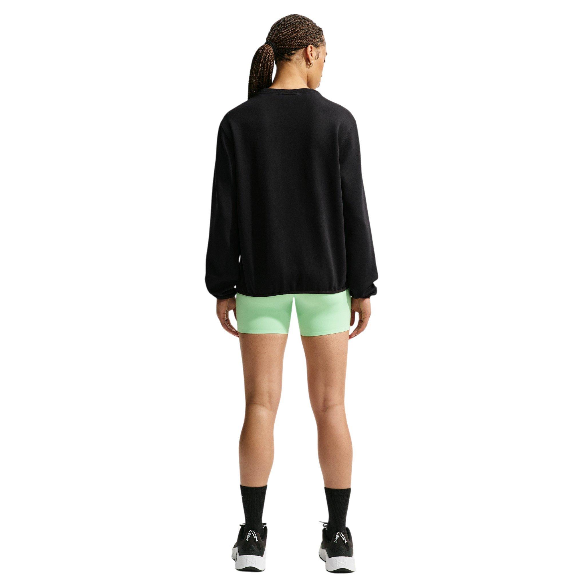 Nike Women's Studio Fleece Sport Dri-FIT Crewneck Sweatshirt - Black/White - BLACK/WHITE