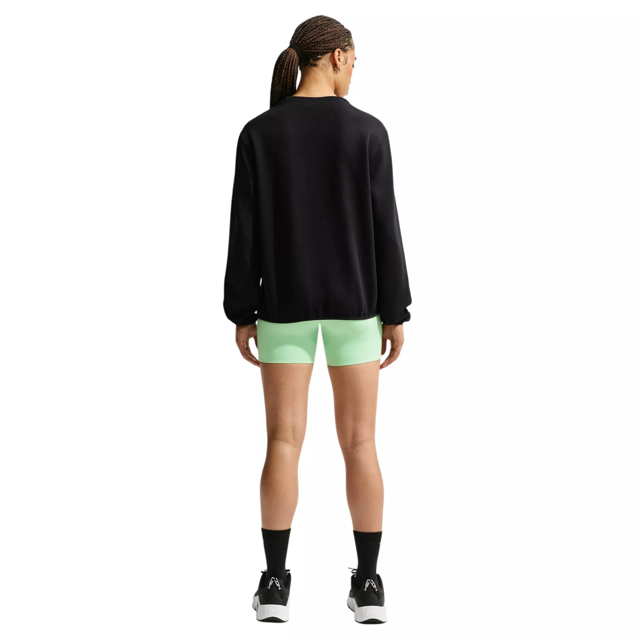 Nike Women's Studio Fleece Sport Dri-FIT Crewneck Sweatshirt - Black/White - BLACK/WHITE