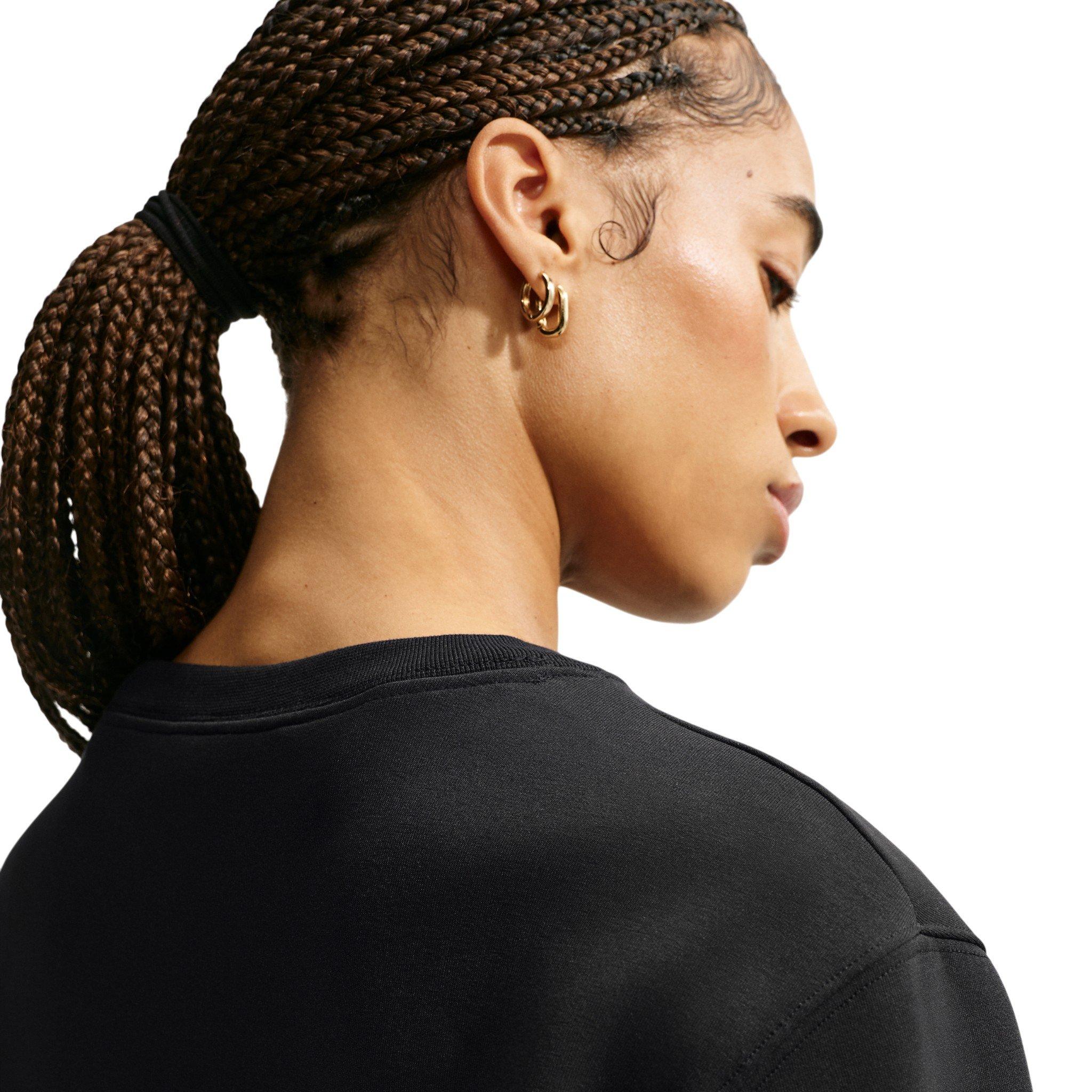 Nike Women's Studio Fleece Sport Dri-FIT Crewneck Sweatshirt - Black/White - BLACK/WHITE