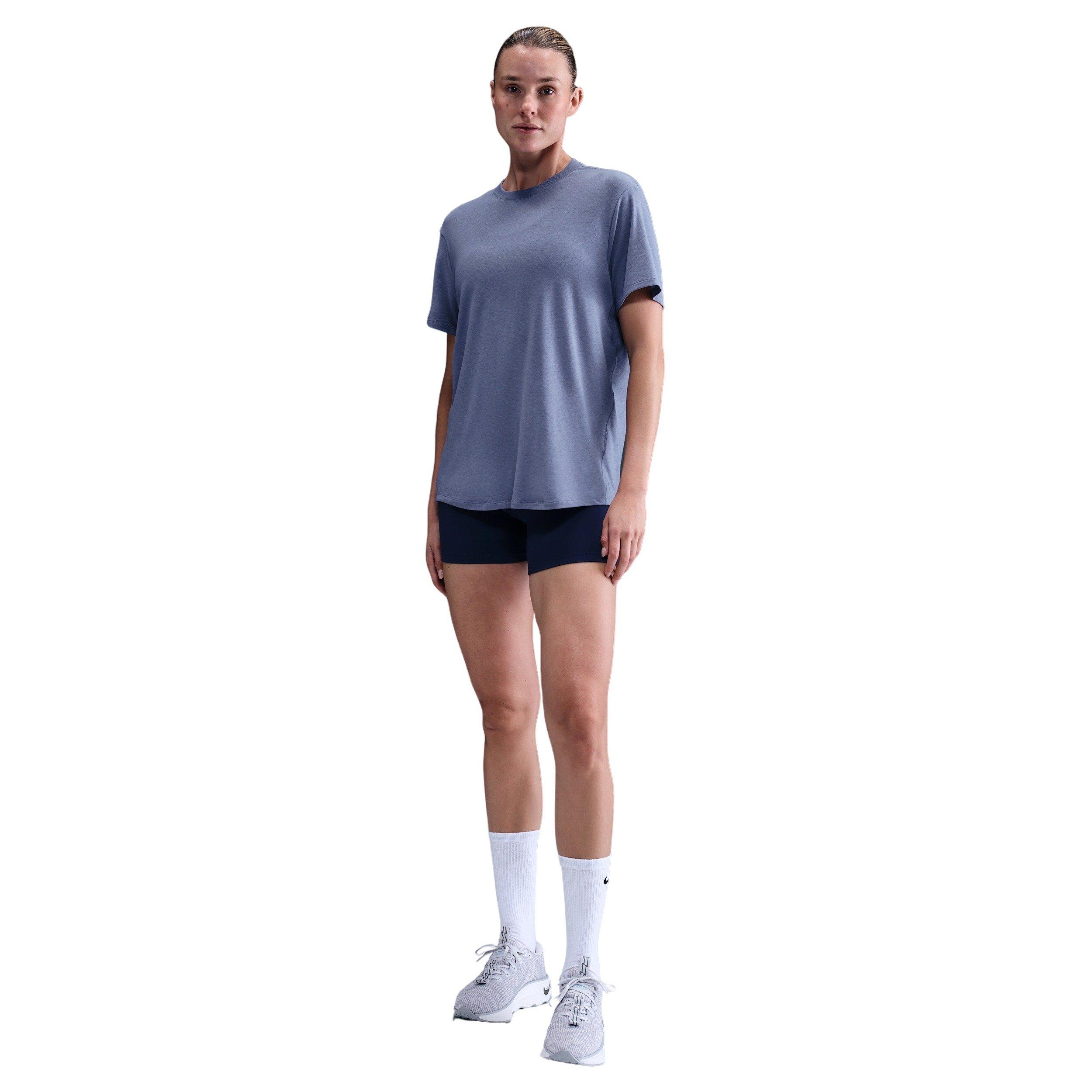 Nike One Women's Relaxed Dri-FIT Short-Sleeve Top -Indigo - INDIGO Thumbnail View 4