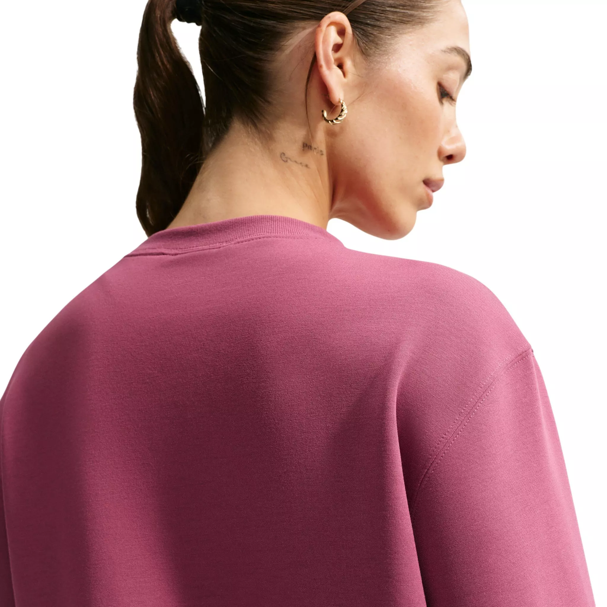 Nike Women's Studio Fleece Sport Dri-FIT Crewneck Sweatshirt - Pink/White - PINK/WHITE
