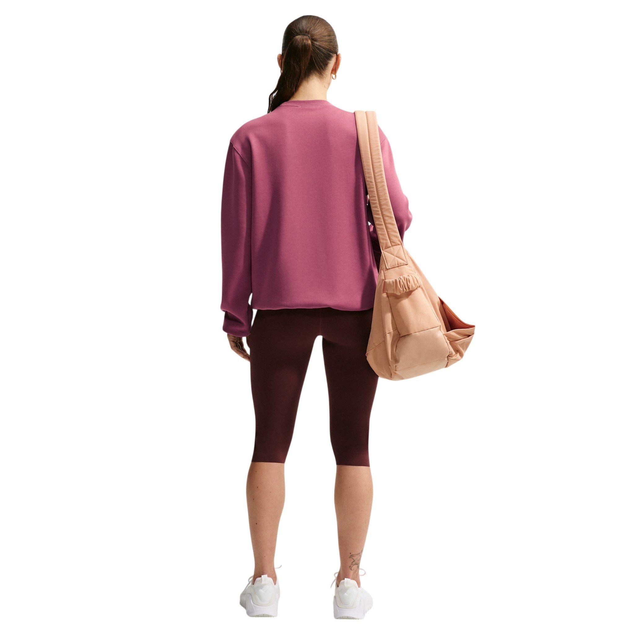 Nike Women's Studio Fleece Sport Dri-FIT Crewneck Sweatshirt - Pink/White - PINK/WHITE Thumbnail View 5