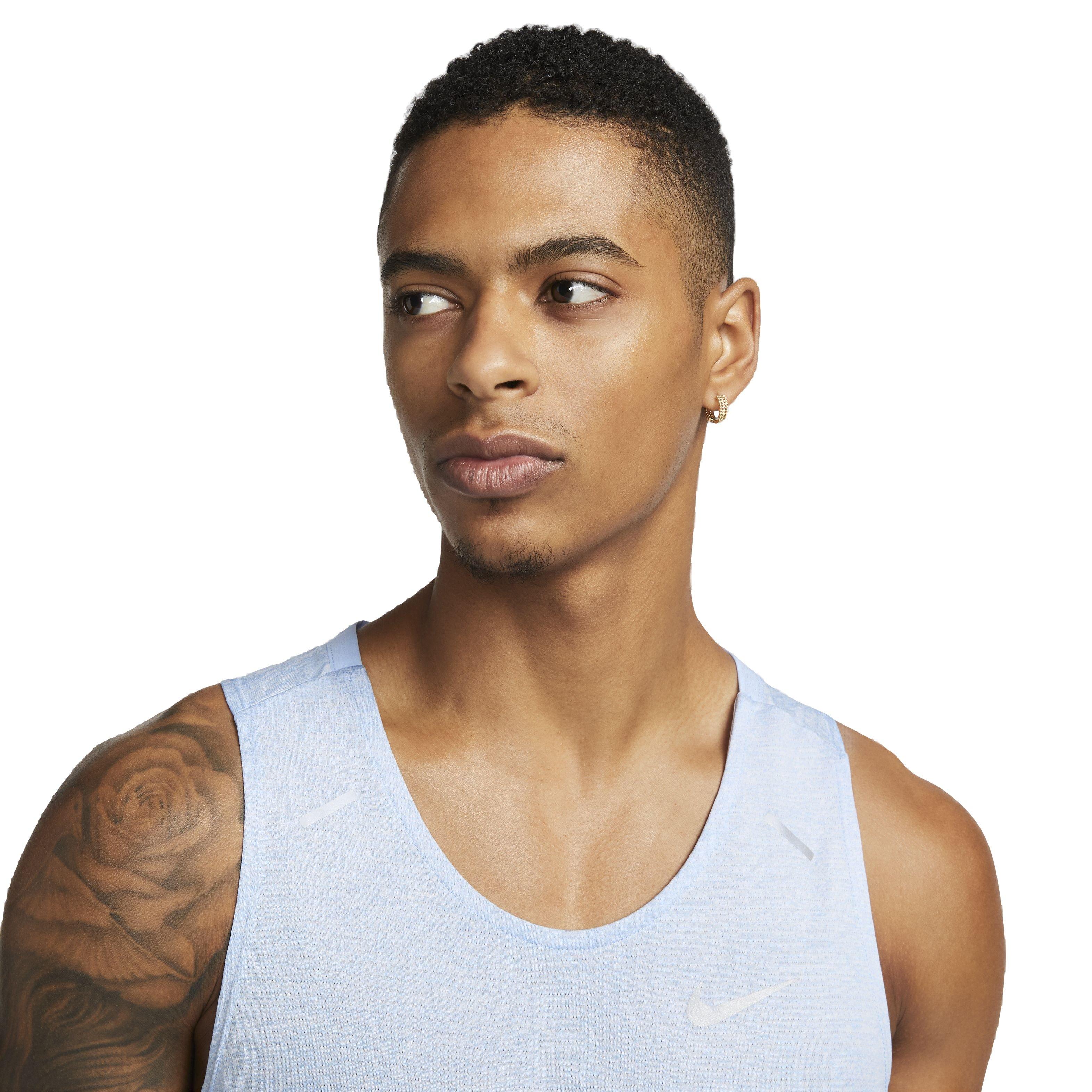 Nike Men's Dri-FIT Rise 365 Running Tank - BLUE Thumbnail View 3