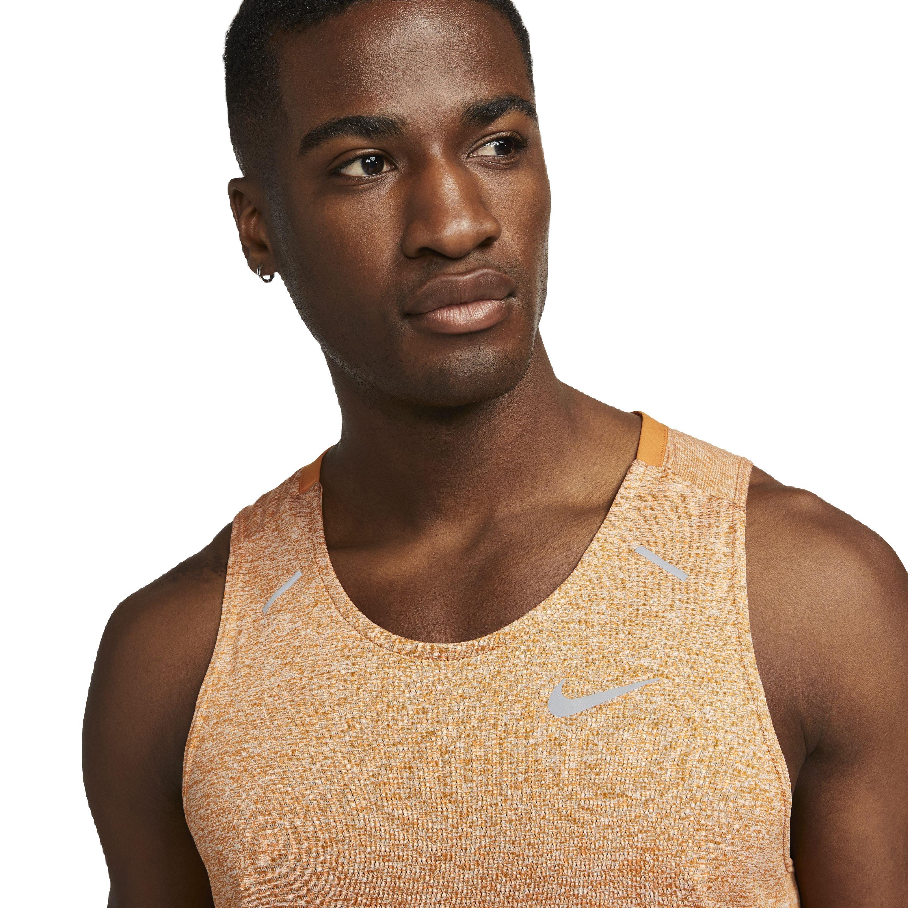 Nike Men's Dri-FIT Rise 365 Running Tank - ORANGE Thumbnail View 3