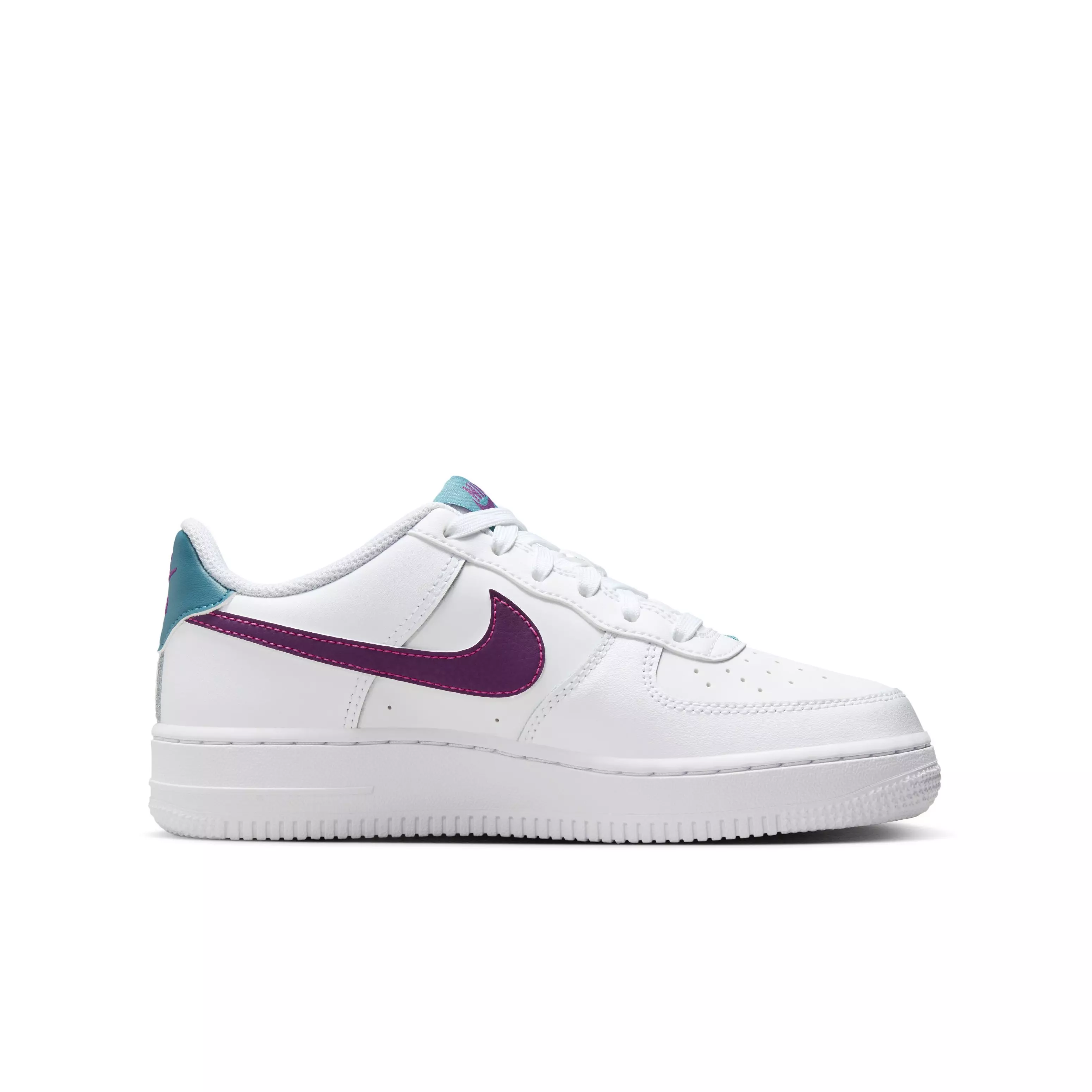 Nike Air Force 1 "White/Hyper Pink/Aquamarine/Viotech" Grade School Girls' Shoe - WHITE/PINK/AQUAMARINE/VIOTECH