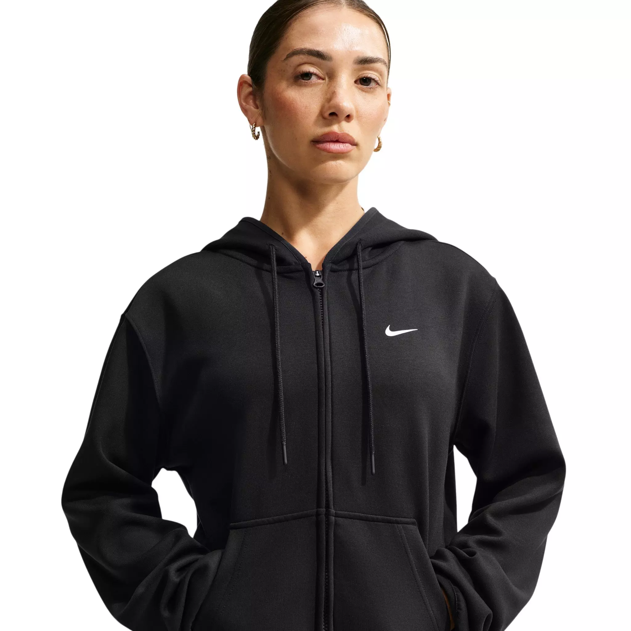Nike Women's Studio Fleece Sport Dri-FIT Full-Zip Jacket - Black - BLACK