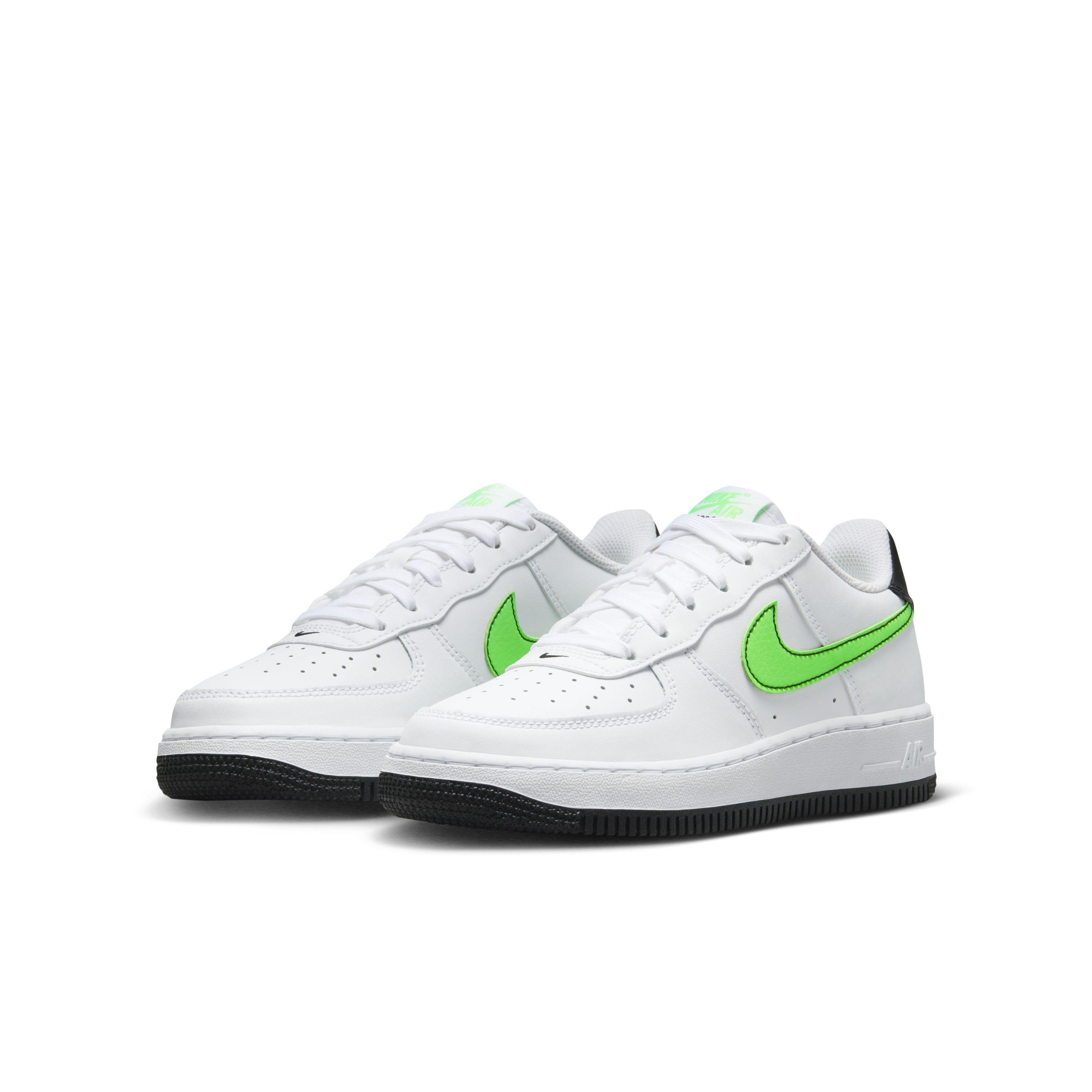 Nike Air Force 1 Grade School Boys' "White/Black/Green Strike" Shoe