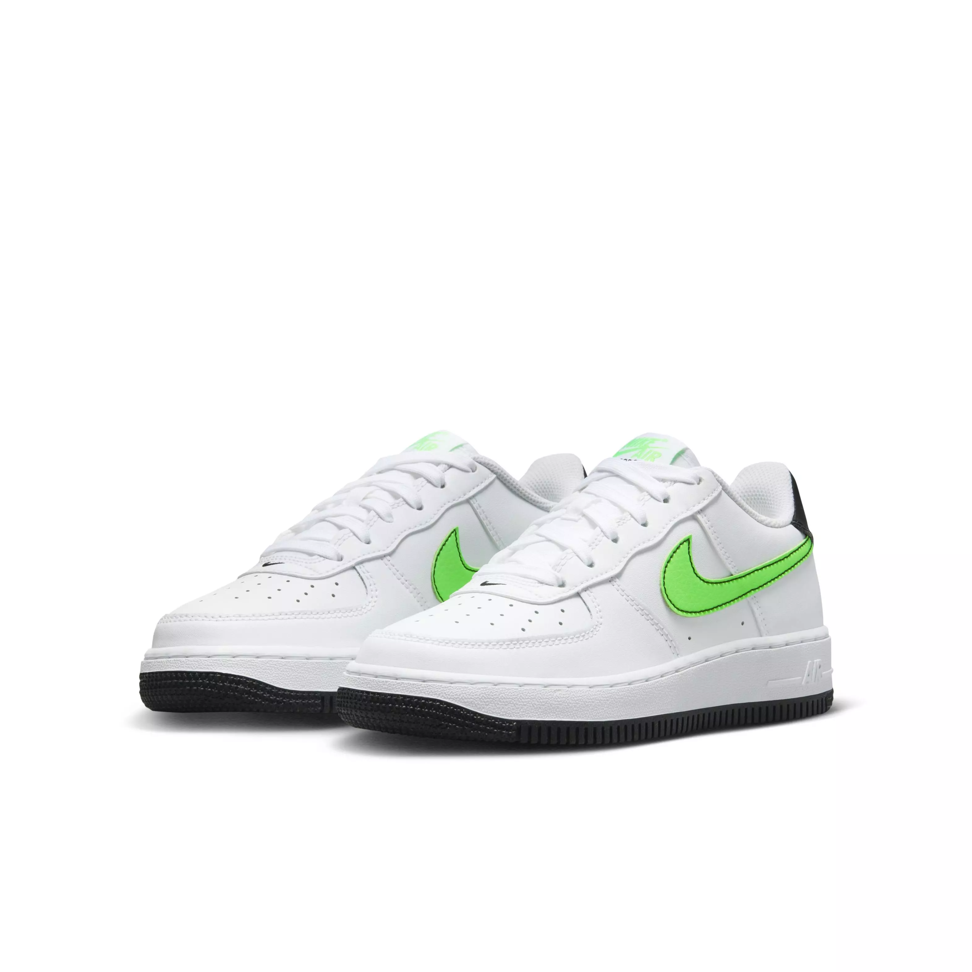 Nike Air Force 1 "White/Black/Green Strike" Grade School Boys' Shoe - WHITE/BLACK/GREEN