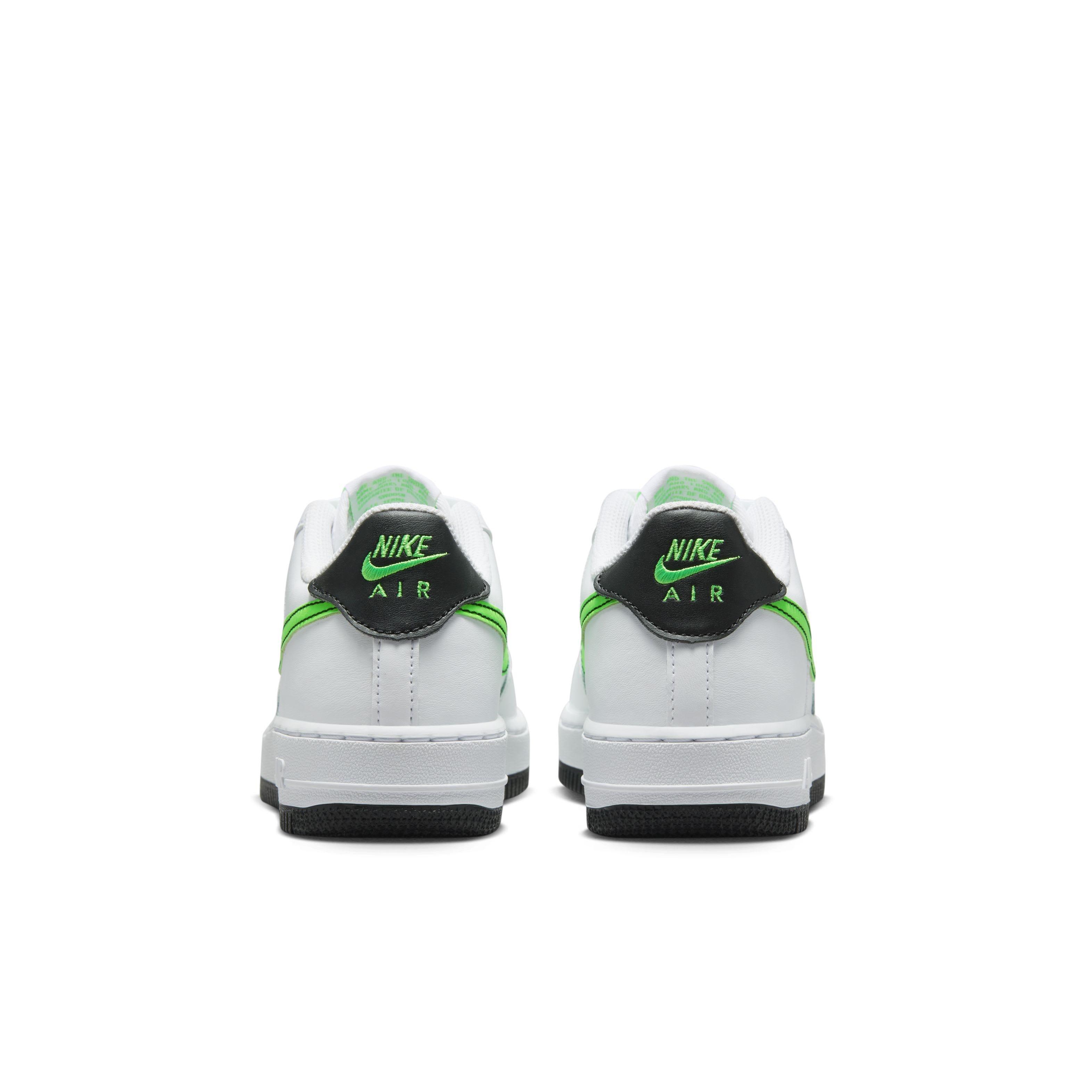 Nike Air Force 1 Grade School Boys' "White/Black/Green Strike" Shoe