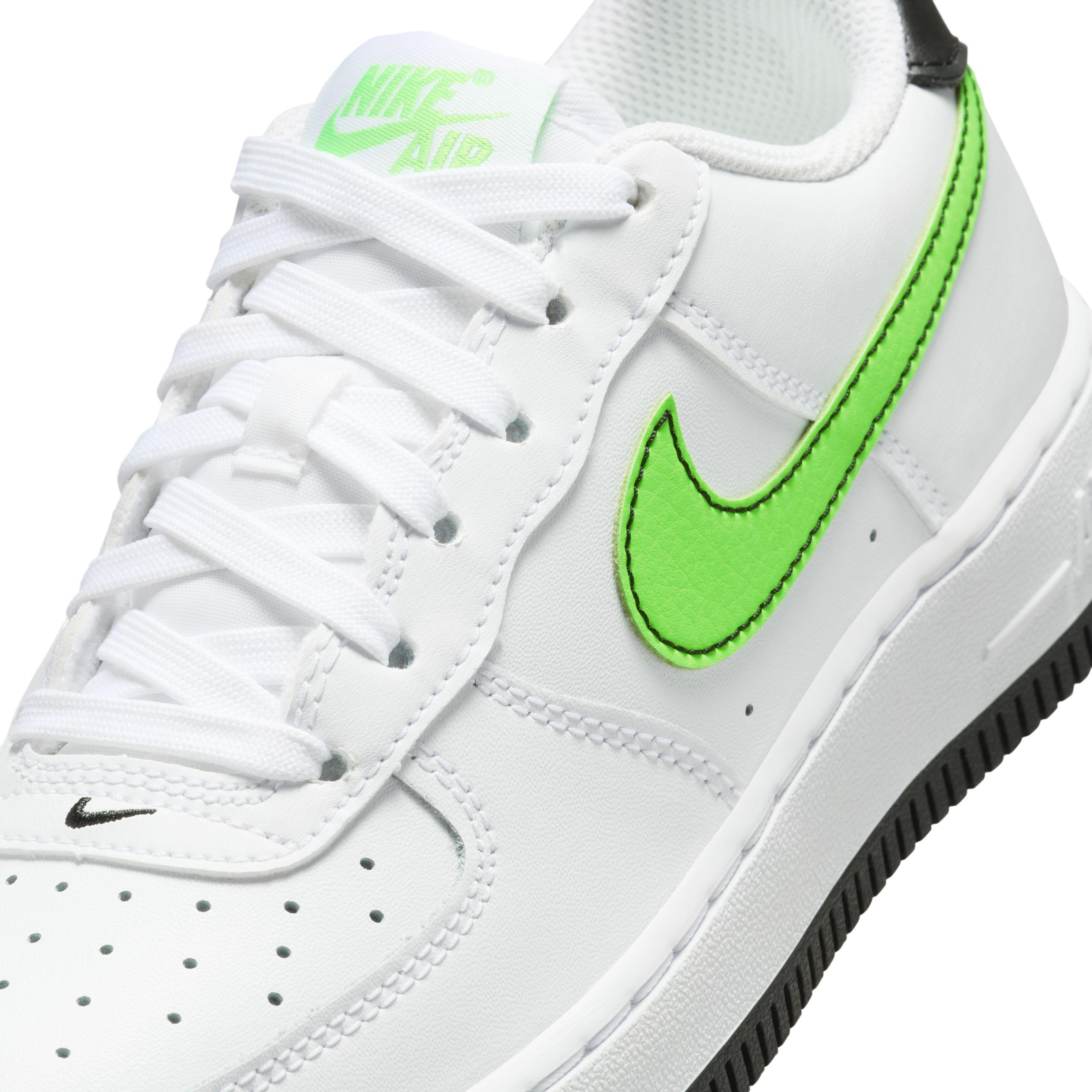 Nike Air Force 1 Grade School Boys' "White/Black/Green Strike" Shoe