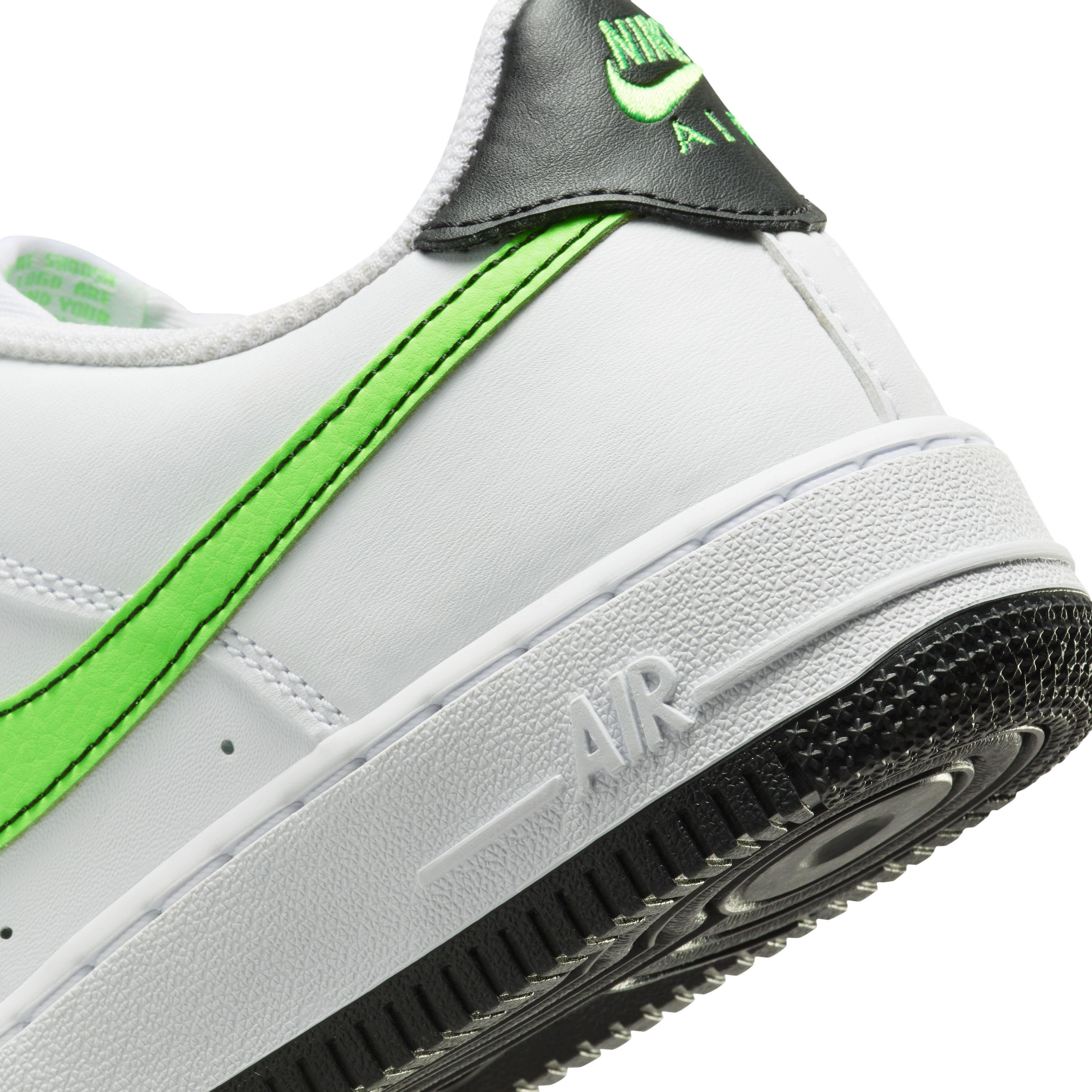 Nike Air Force 1 Grade School Boys' "White/Black/Green Strike" Shoe