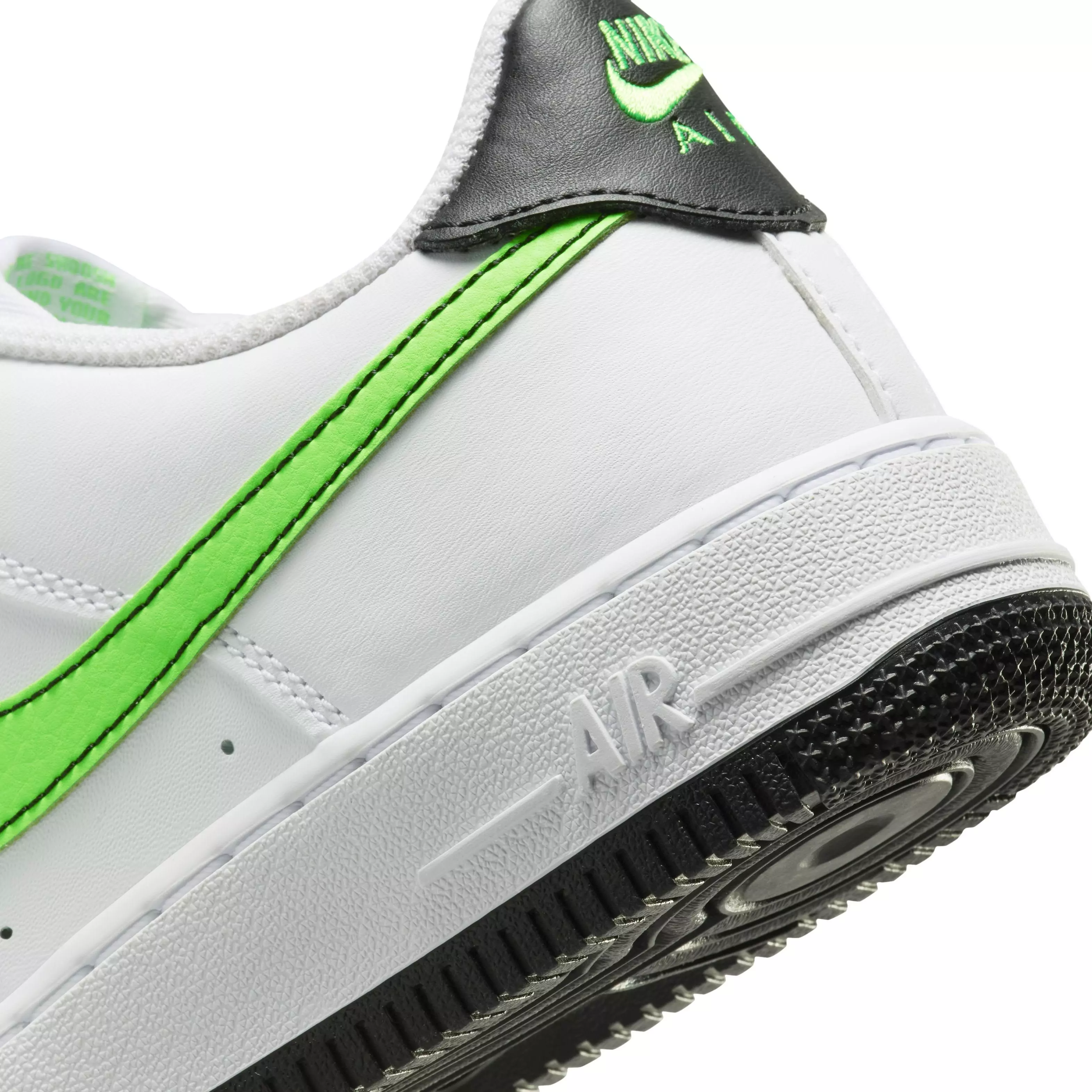 Nike Air Force 1 "White/Black/Green Strike" Grade School Boys' Shoe - WHITE/BLACK/GREEN