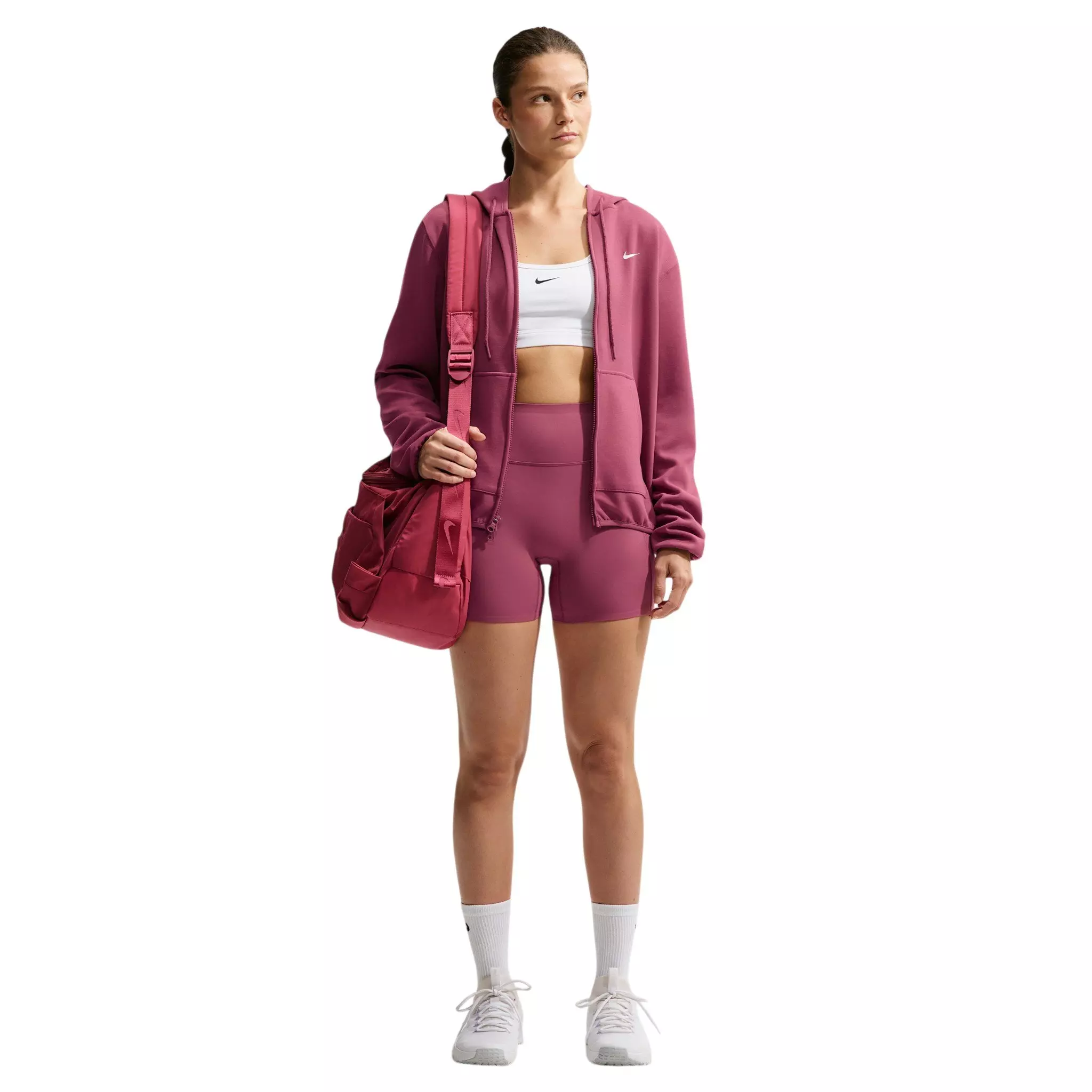 Nike Women's Studio Fleece Sport Dri-FIT Full-Zip Jacket - Pink Smoke - PINK SMOKE