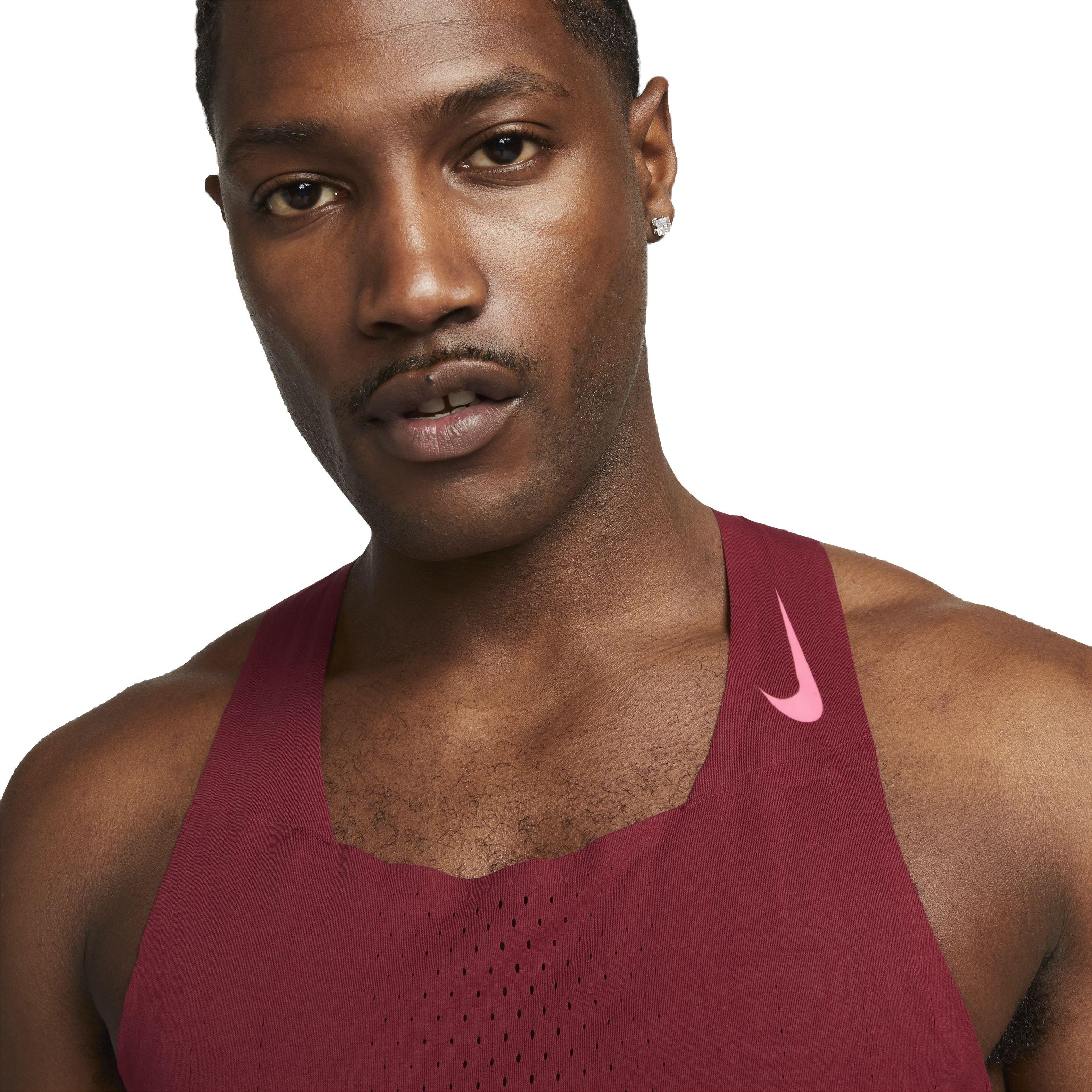 Nike Men's Dri-FIT ADV AeroSwift Singlet - Red - RED Thumbnail View 3