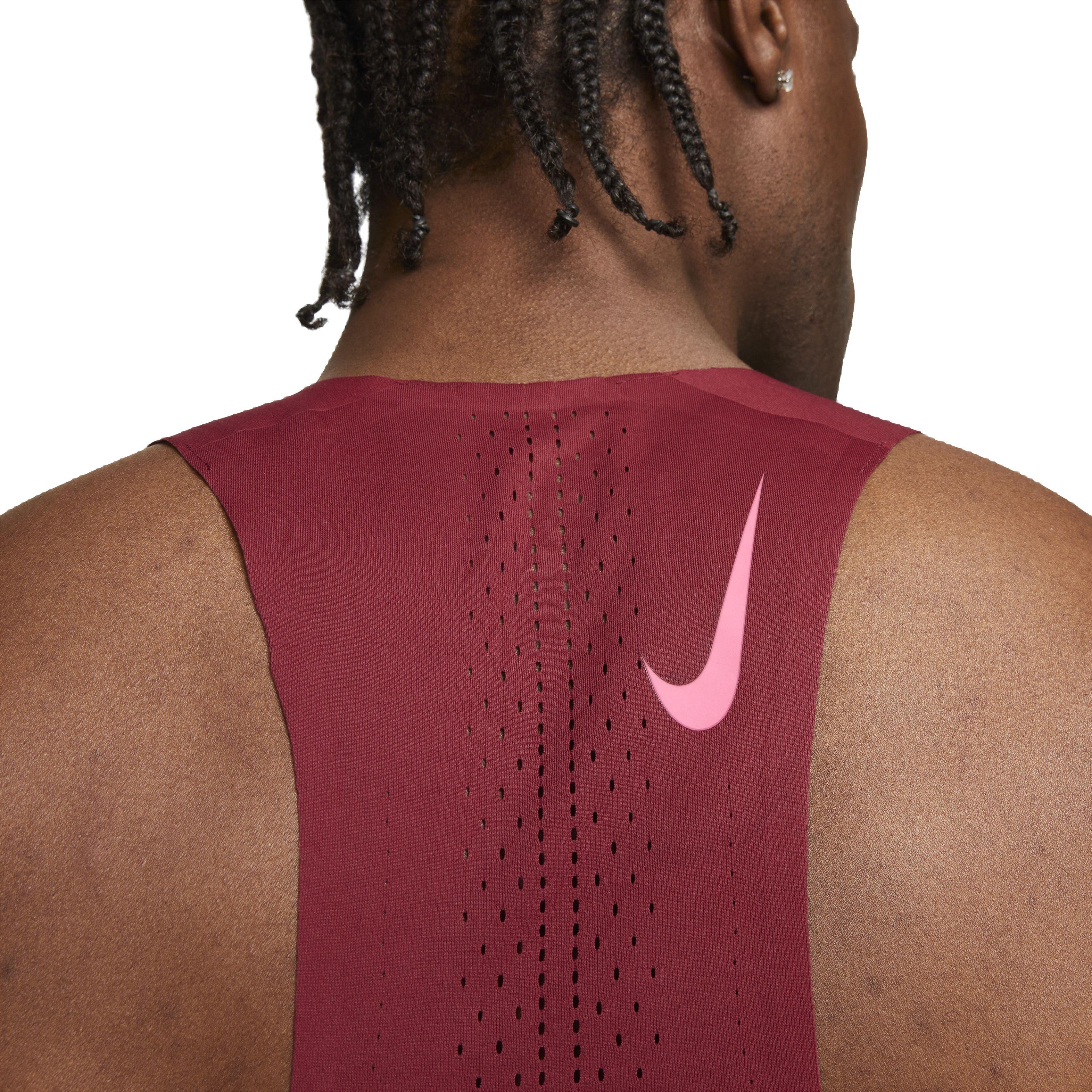 Nike Men's Dri-FIT ADV AeroSwift Singlet - Red - RED Thumbnail View 4