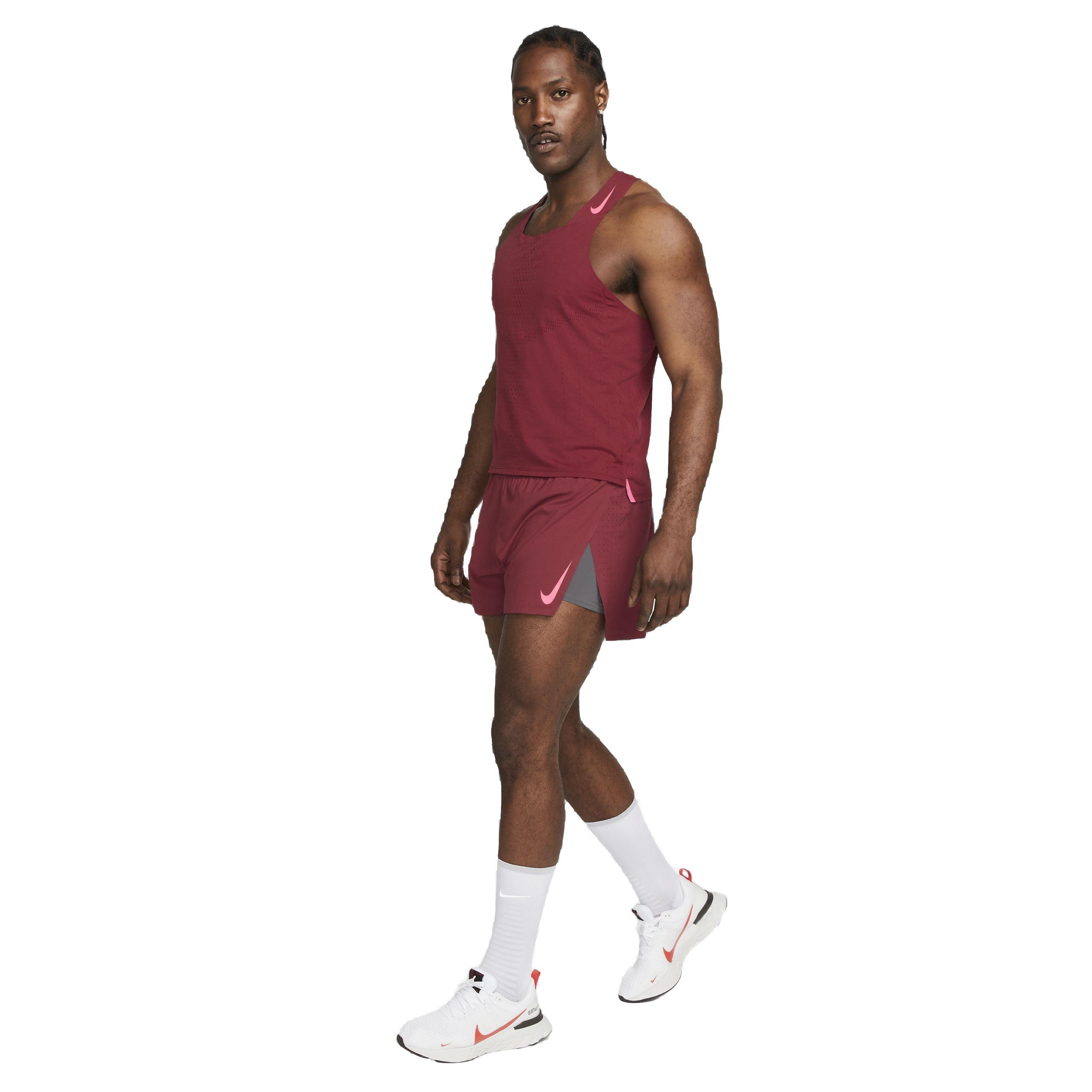 Nike Men's Dri-FIT ADV AeroSwift Singlet - Red - RED Thumbnail View 6