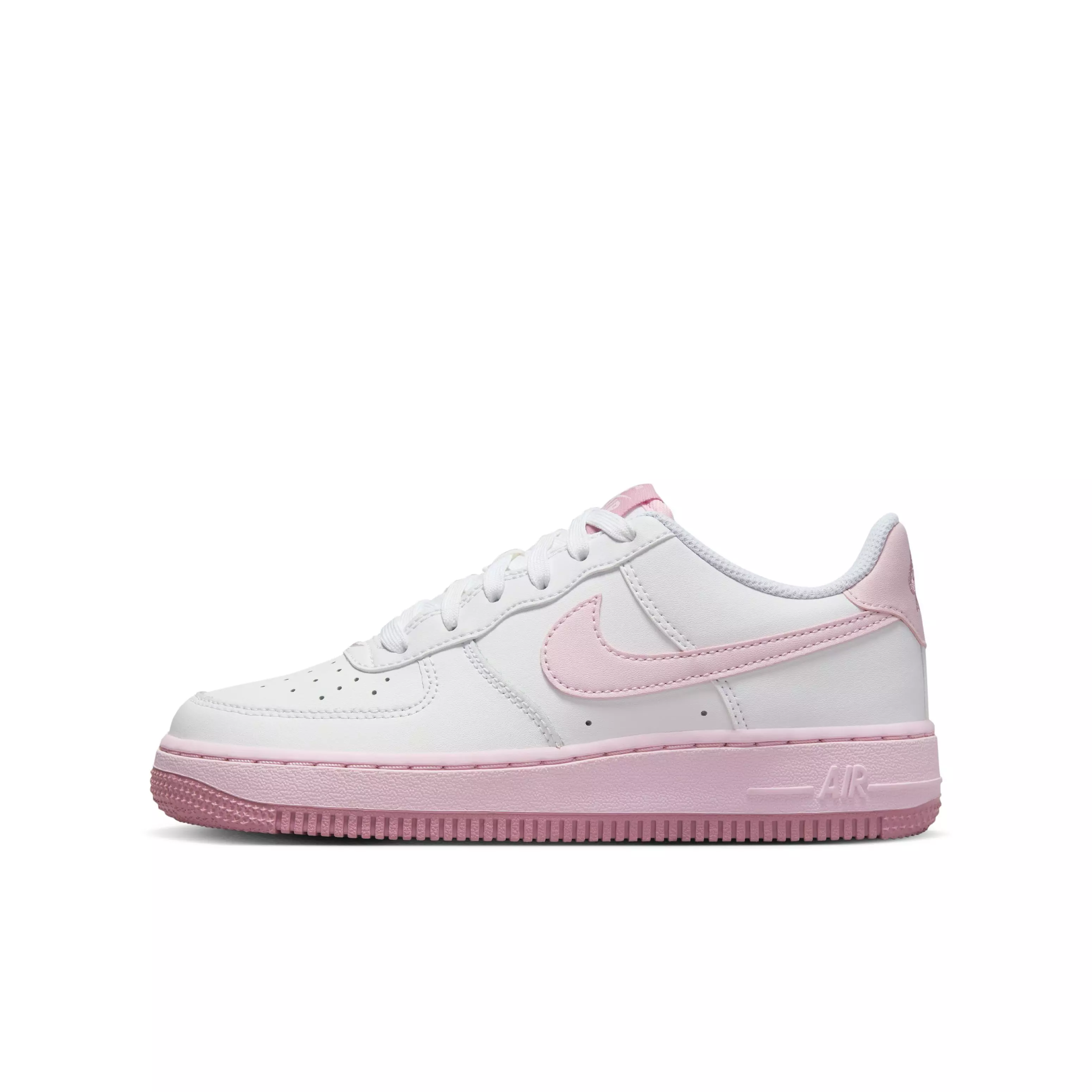 Nike Air Force 1 "White/Elemental Pink/Medium Soft Pink/Pink Foam" Grade School Girls' Shoe - WHITE/PINK/MD PINK/PINK