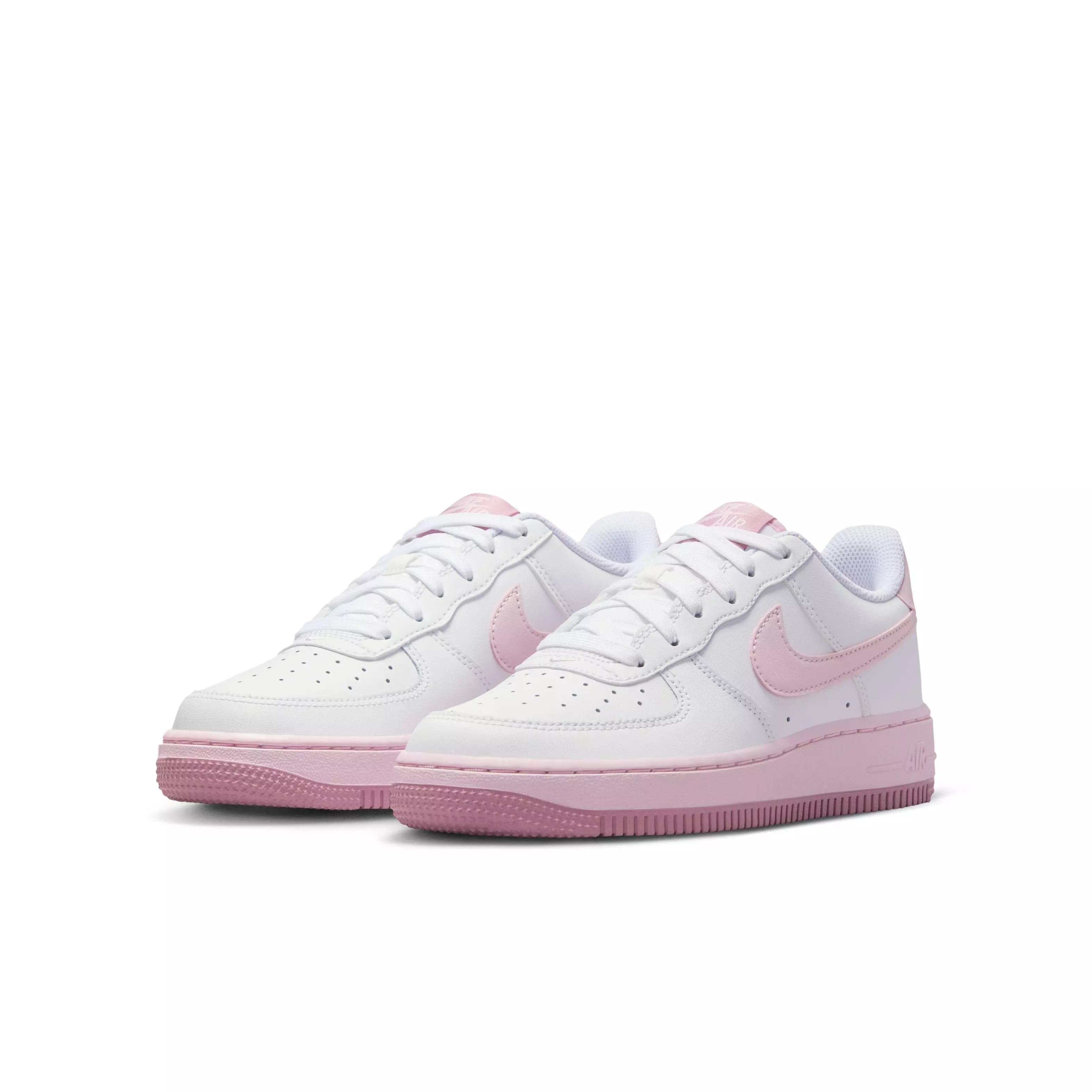 Nike Air Force 1 "White/Elemental Pink/Medium Soft Pink/Pink Foam" Grade School Girls' Shoe - WHITE/PINK/MD PINK/PINK
